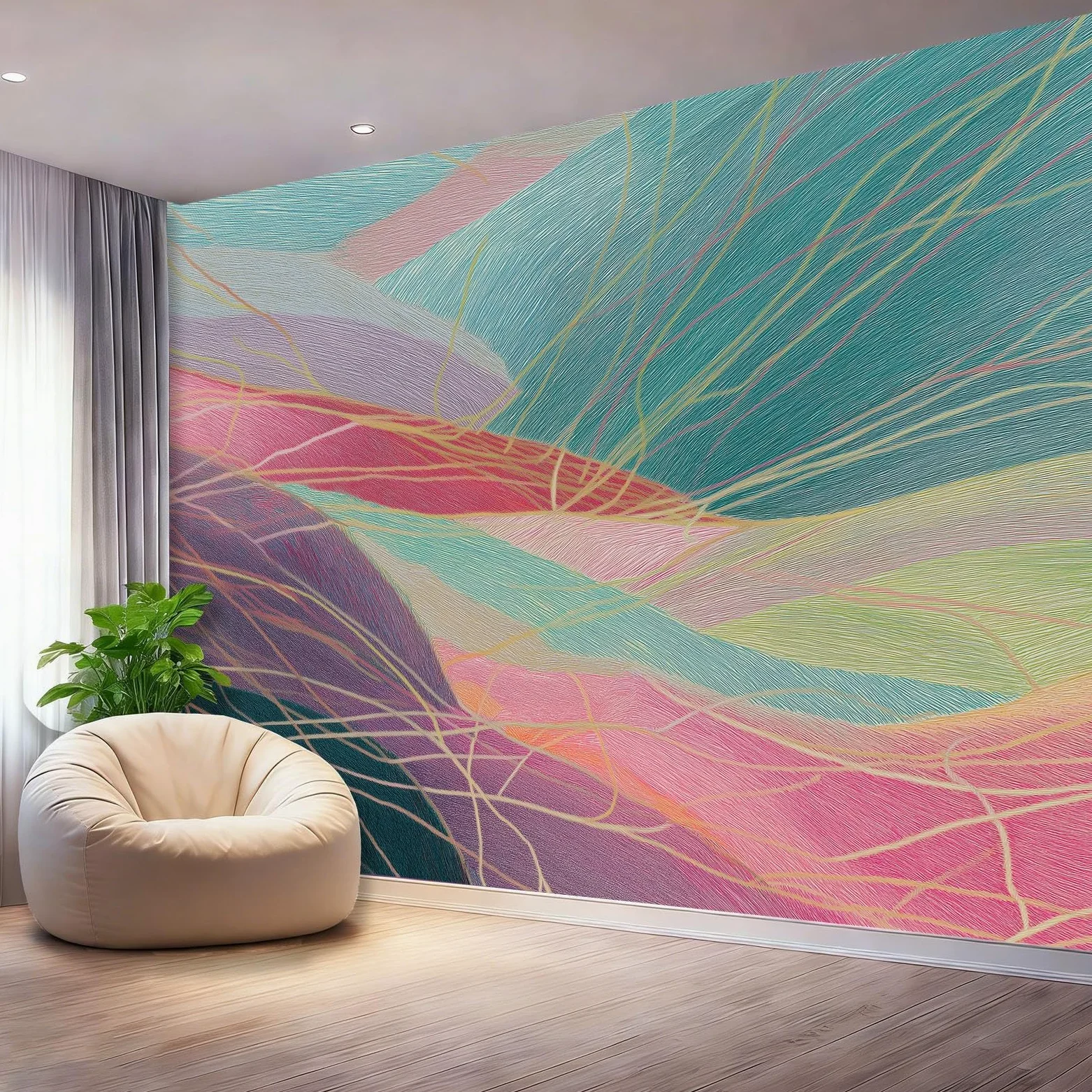 Fototapeta 400 x 280 cm okładzina ścienna dekoracja salonu projekt abstrakcyjna sztuka linie do sypialni salonu tapeta z włókniny dekoracja ścienna kolor