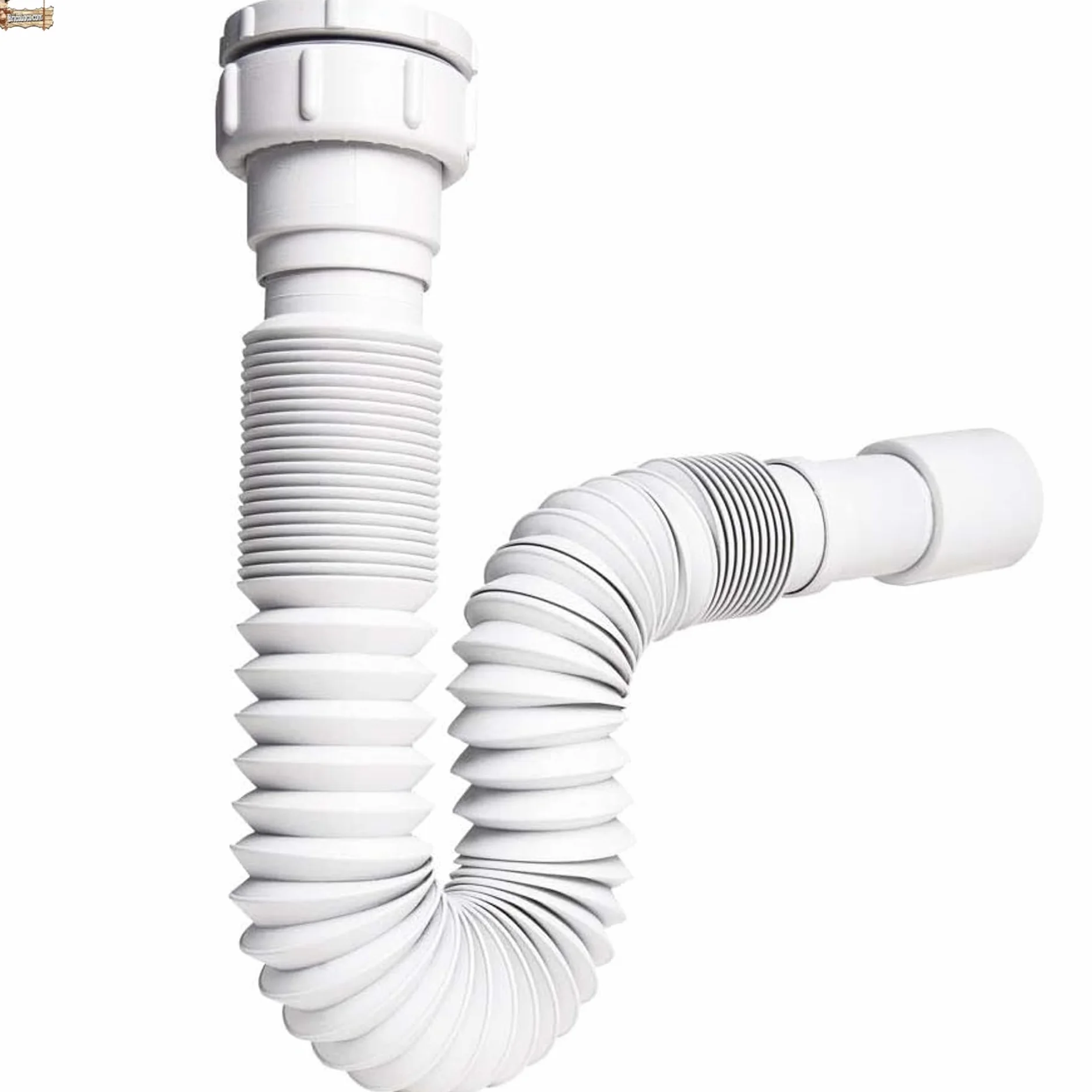 BricoLoco.com Elastyczny i rozszerzalny syfon spustowy. UNIWERSALNY 1-1/4" lub 1-1/2" i wyjście 32 lub 40 mm. Do umywalki, zlewu, bidetu, łazienki lub kuchni. Biały wąż spustowy. (3)