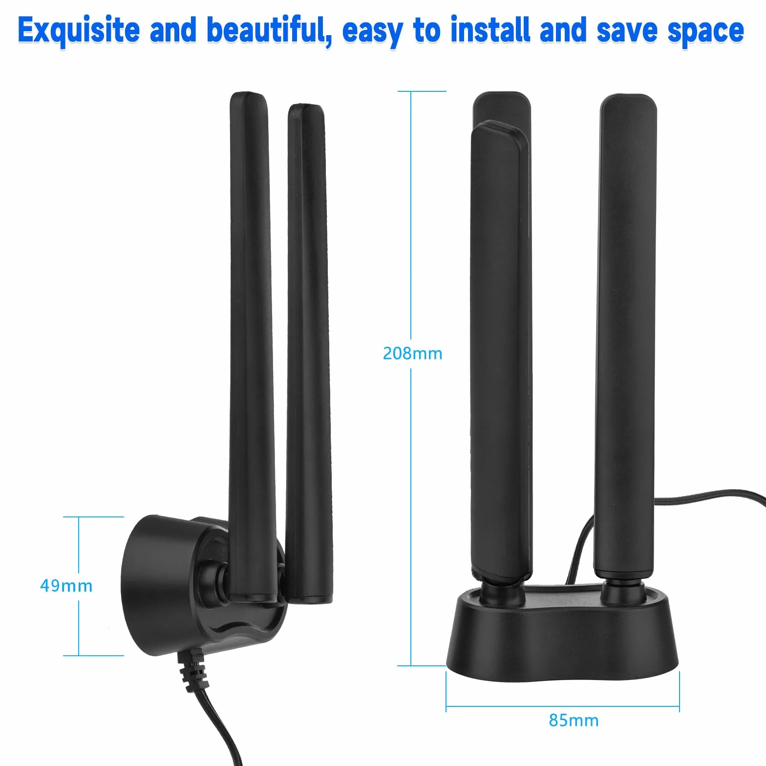 Eightwood Antena WiFi 6E 2,4/5/5,8/6 GHz trójpasmowa wzmacniacz sygnału WLAN podstawa magnetyczna RP-SMA