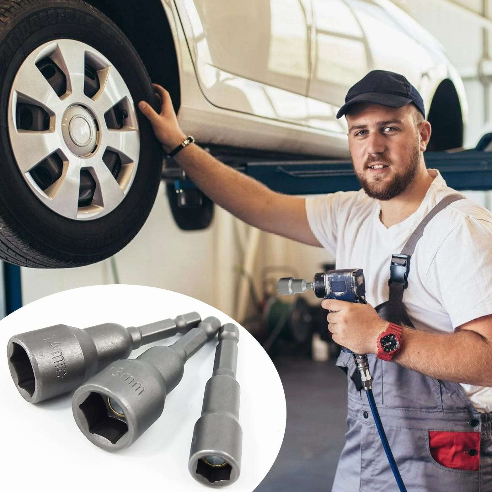 14-częściowy zestaw kluczy nasadowych: 6-19 mm magnetyczny zestaw nakrętek sześciokątnych, zestaw nakrętek sześciokątnych do wiertarki, bezprzewodowy wkrętak