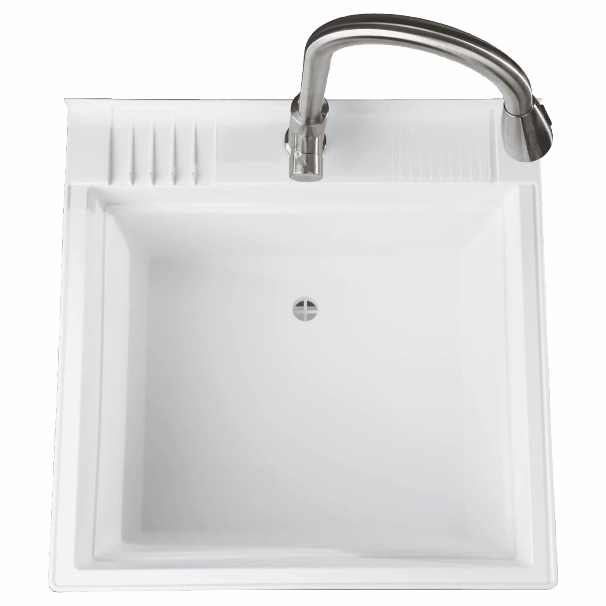 UTILITYSINKS Wolnostojąca wanna użytkowa, wykonana w USA, 61 cm x 61 cm, ze stacją roboczą, wytrzymały zlew do stacji pracy, pralni, sklepu, biała