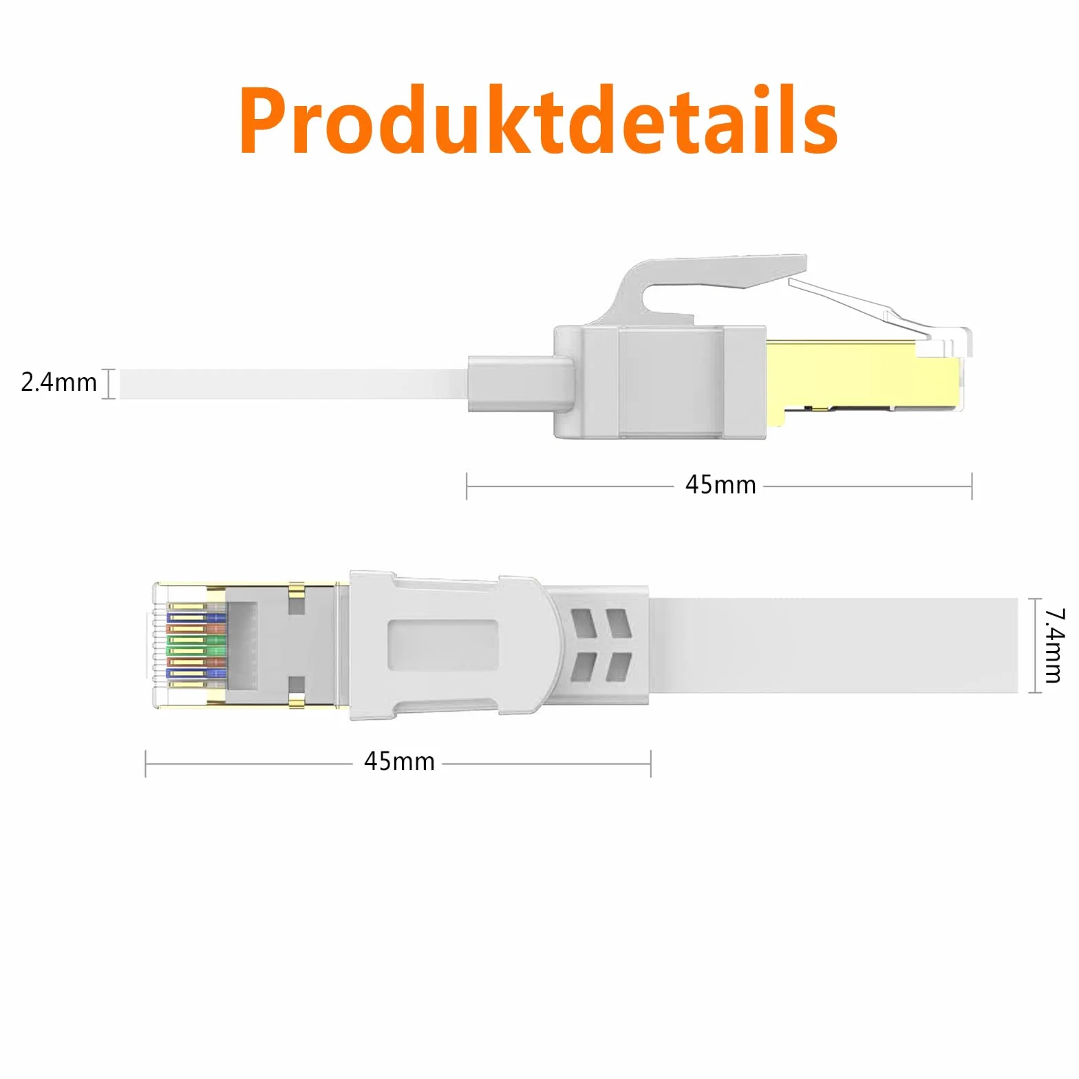Ercielook kabel Lan 4m Cat8, wysokoprędkościowy kabel sieciowy 40 Gb/s, pozłacane złącze RJ45