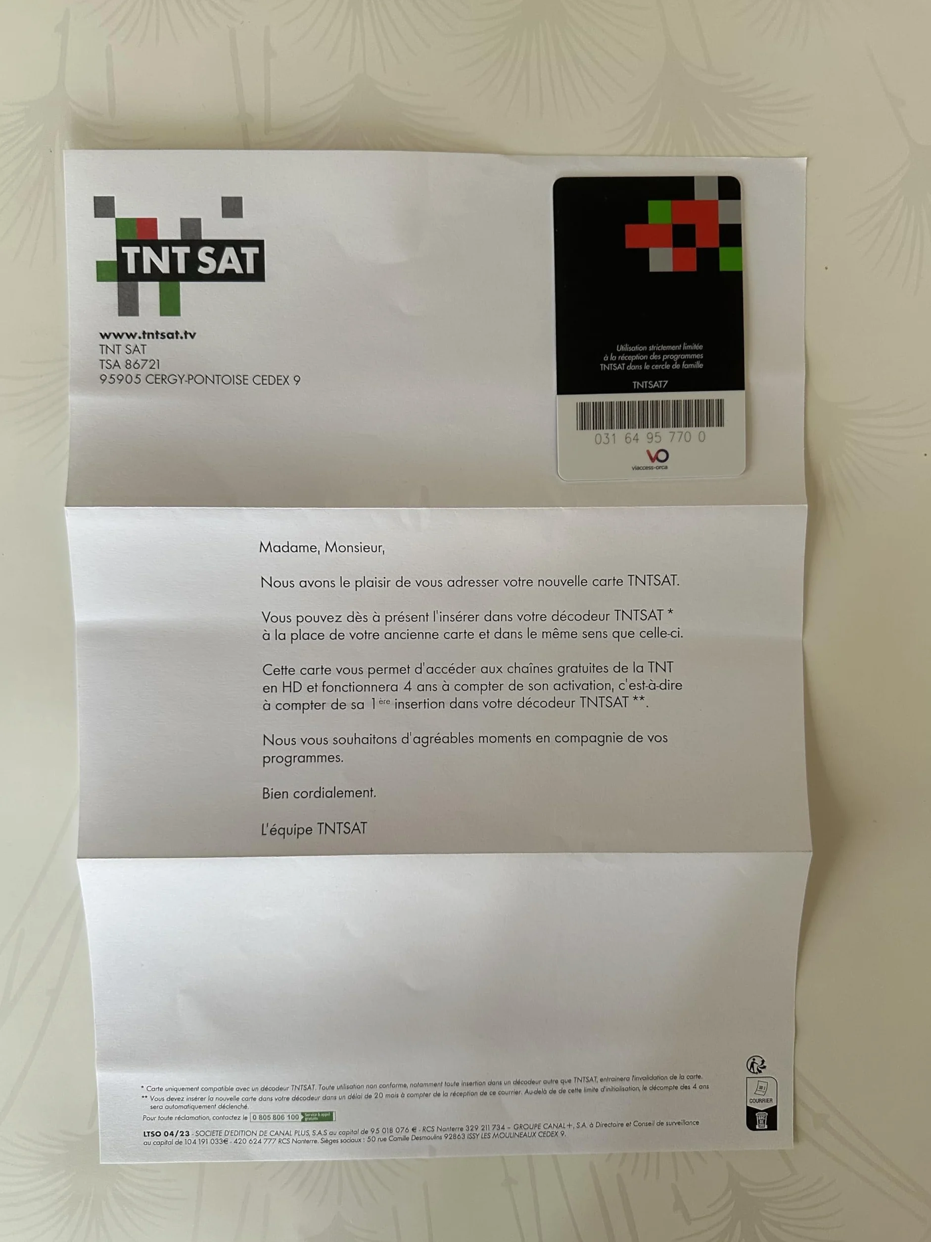 Oficjalna nowa karta SAT TNT - dekoder odbiornika satelitarnego Astra 19.2