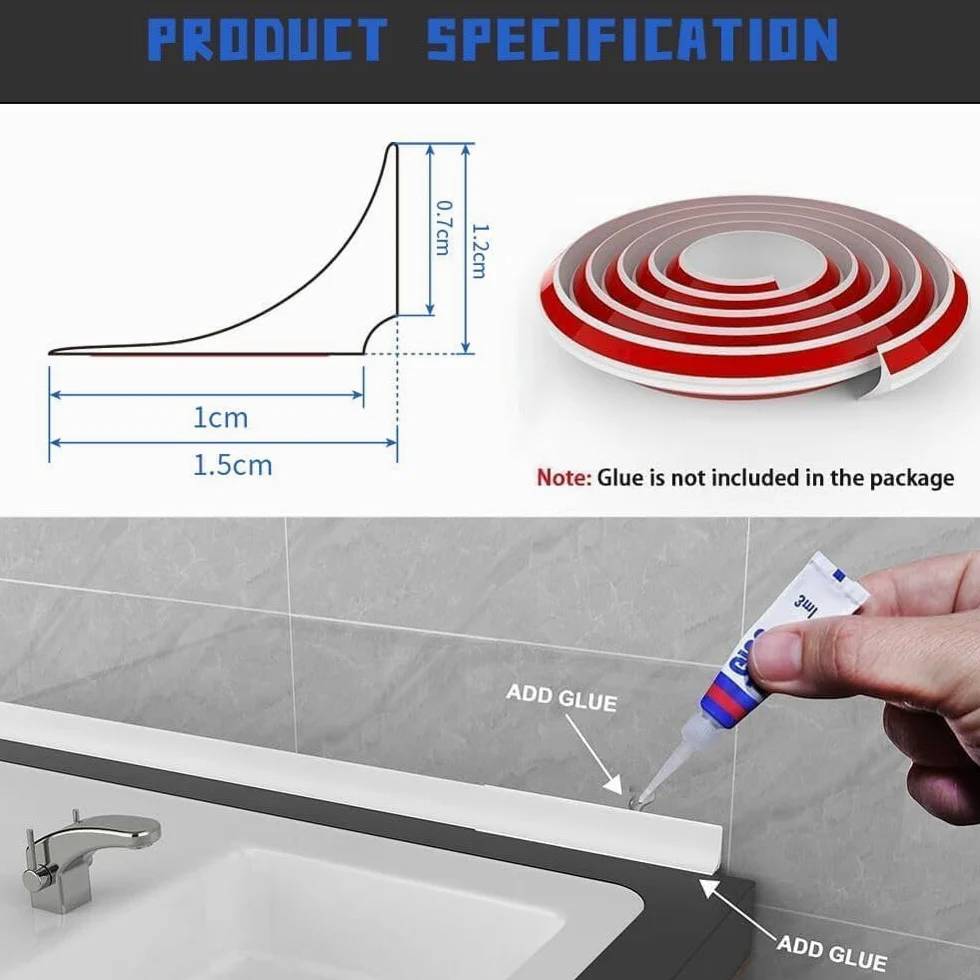 Zayejod Silikonowy pasek uszczelniający do brodzika prysznicowego 30m(15mm×12mm), krawędź zlewu łazienkowego, uszczelnienie krawędzi do uszczelniania szczelin, próg podłogi do wilgotnych,biały