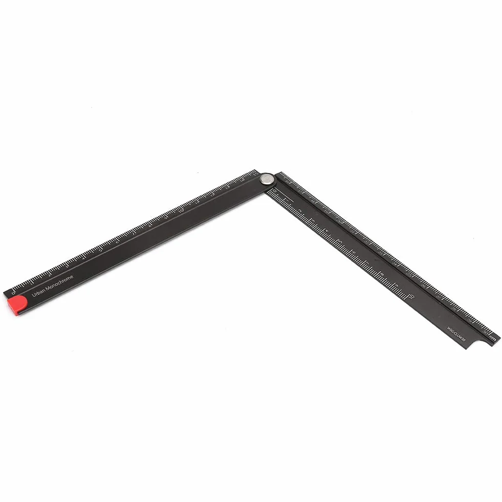 Metalowa składana linijka 30 cm, składana aluminiowa linijka kątowa 90°, 0-300 mm, czarna, do produkcji szkła maszynowego, artykułów piśmienniczych