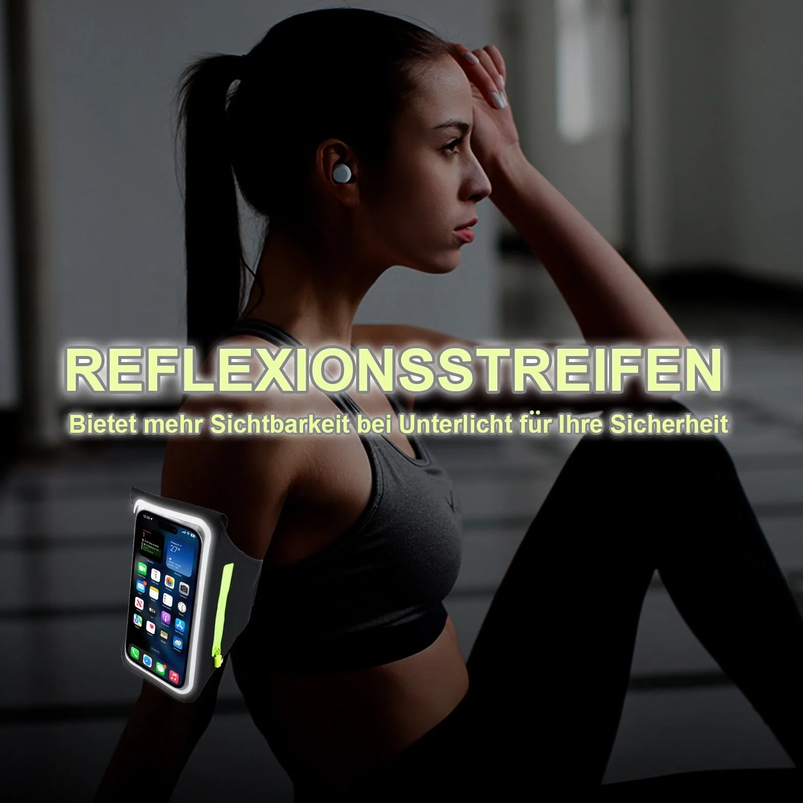 Opaska sportowa z kieszenią na słuchawki, wodoodporna opaska na ramię z uchwytem na telefon, pasuje do iPhone 16/15/14/13 Pro, Galaxy S25/S24/S23, Huawei, Xiaomi, Pixel do 6,8"