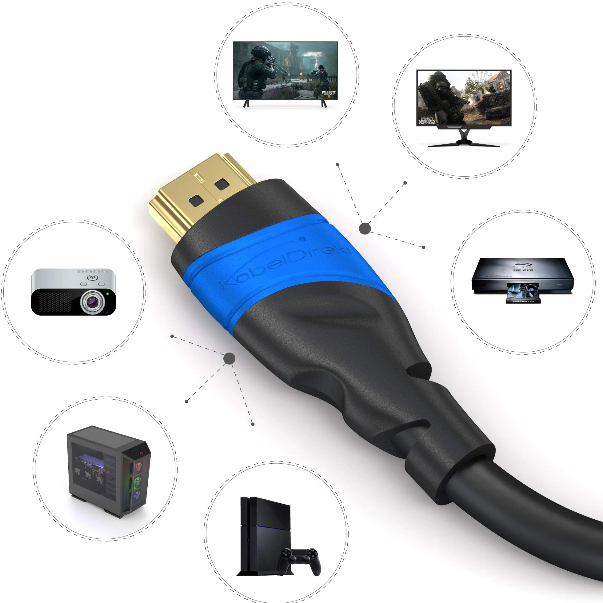KabelDirekt Kabel HDMI 8K 6m Obsługuje 10K 8K 60Hz 4K 120Hz do TV PC PS5 Xbox Switch