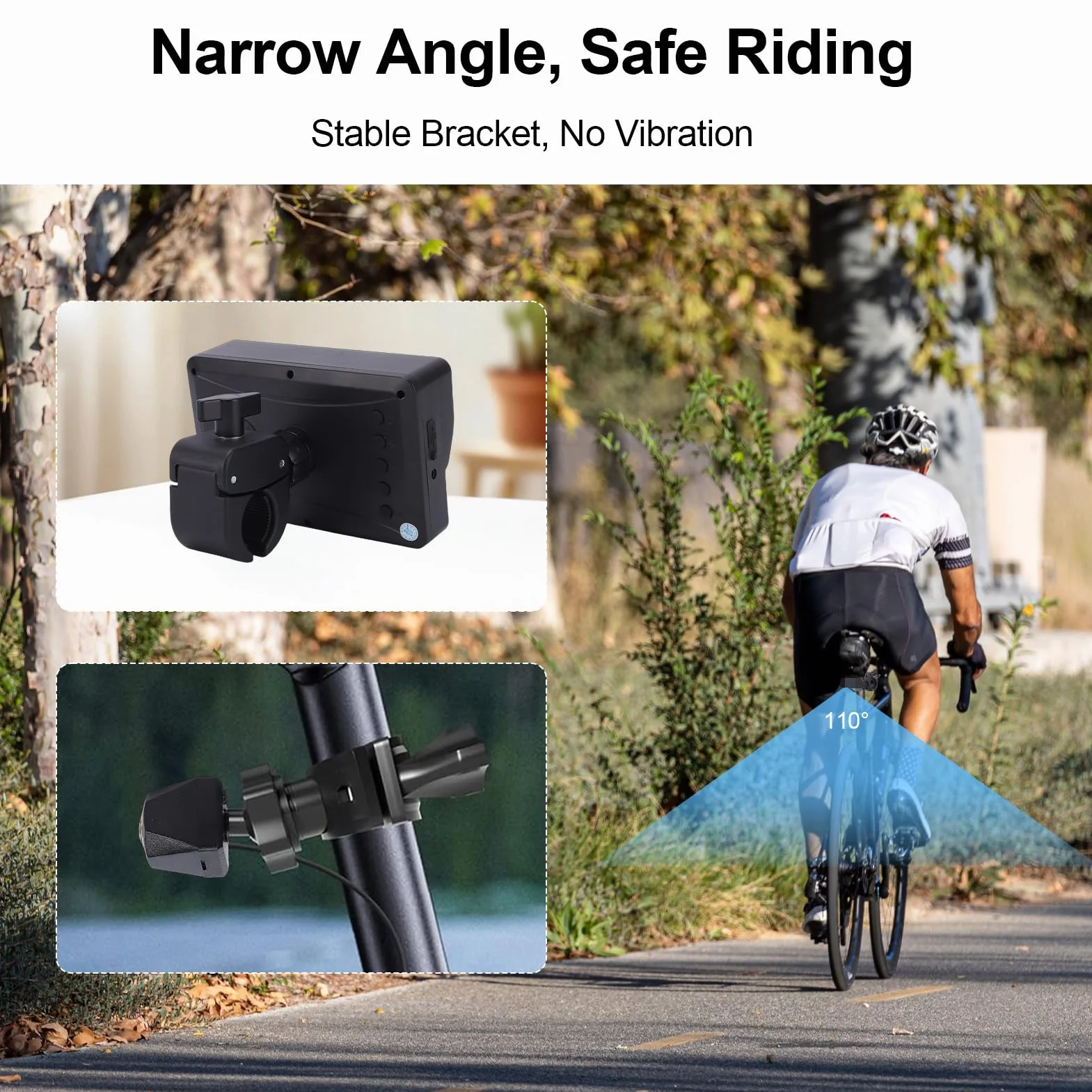 Kamera cofania rowerowa 1080P 5 cali monitor noktowizor 110° szeroki kąt widzenia do rowerów górskich