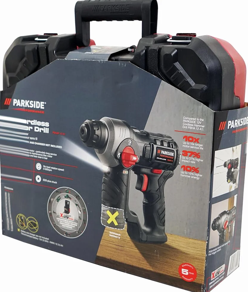 HEADNMORE® Bundle – PARKSIDE PERFORMANCE® 12 V akumulatorowy młot udarowo-obrotowy PBHAP 12 (bez akumulatora) + breloczek do kluczy
