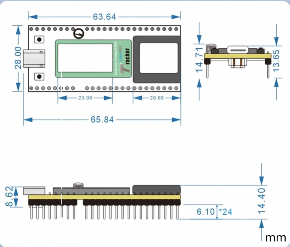 DollaTek 863-928MHZ bezprzewodowy tracker ESP32-S3FN8 obs?uguje Wi-Fi LoRa Bluetooth GNSS L1 + L5/L2 dla GPS, GLONASS, BDS, Galileo, QZSS wielosystemowe pozycjonowanie stawów, wy?wietlacz OLED typu C