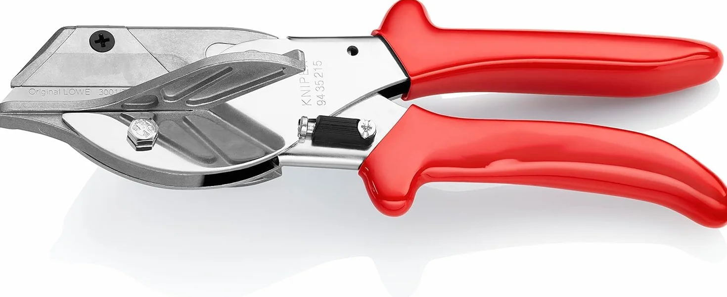 KNIPEX Obcinak uciosowy do profilów z tworzywa sztucznego i uszczelek z gumy chromowany z nasadkami z tworzywa sztucznego 215 mm, 94 35 215