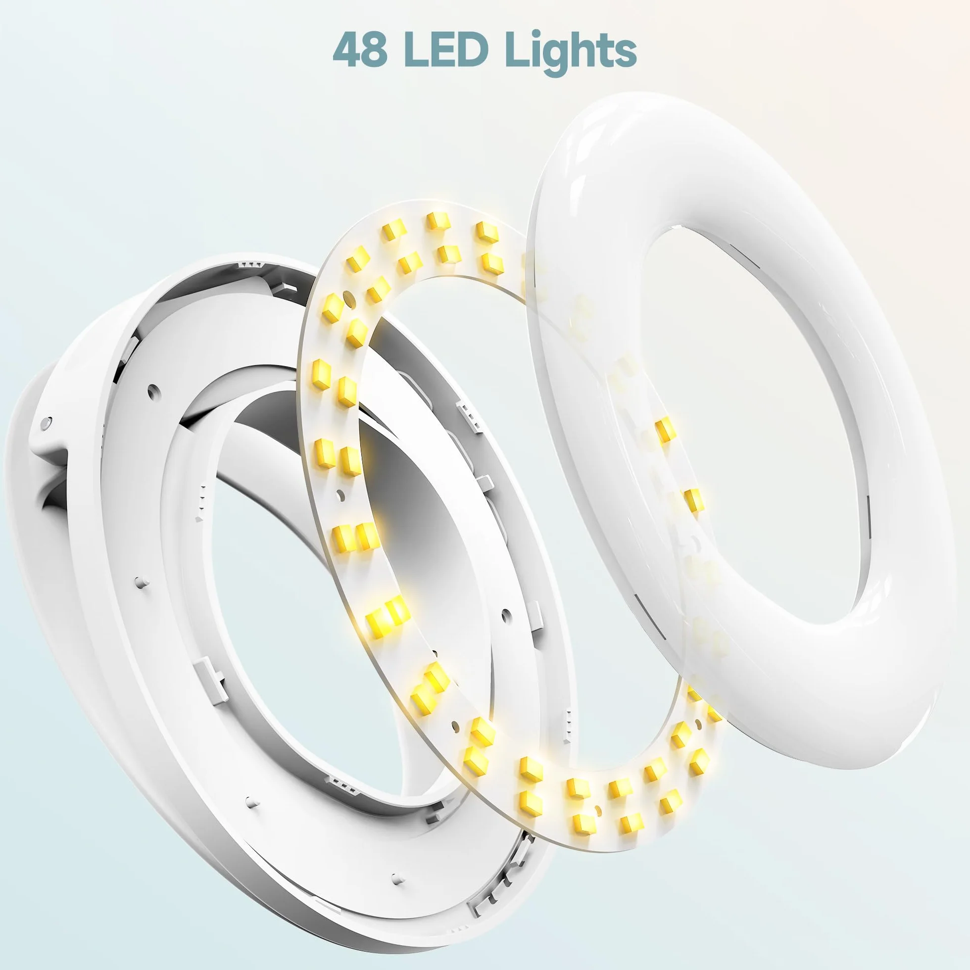 Selfie Ring Light, ładowalna, przypinana, 3-trybowa lampa pierścieniowa 48 LED do selfie, lampa pierścieniowa wideo do tabletów, laptopów, transmisji na żywo, TikTok, makijażu i wideokonferencji