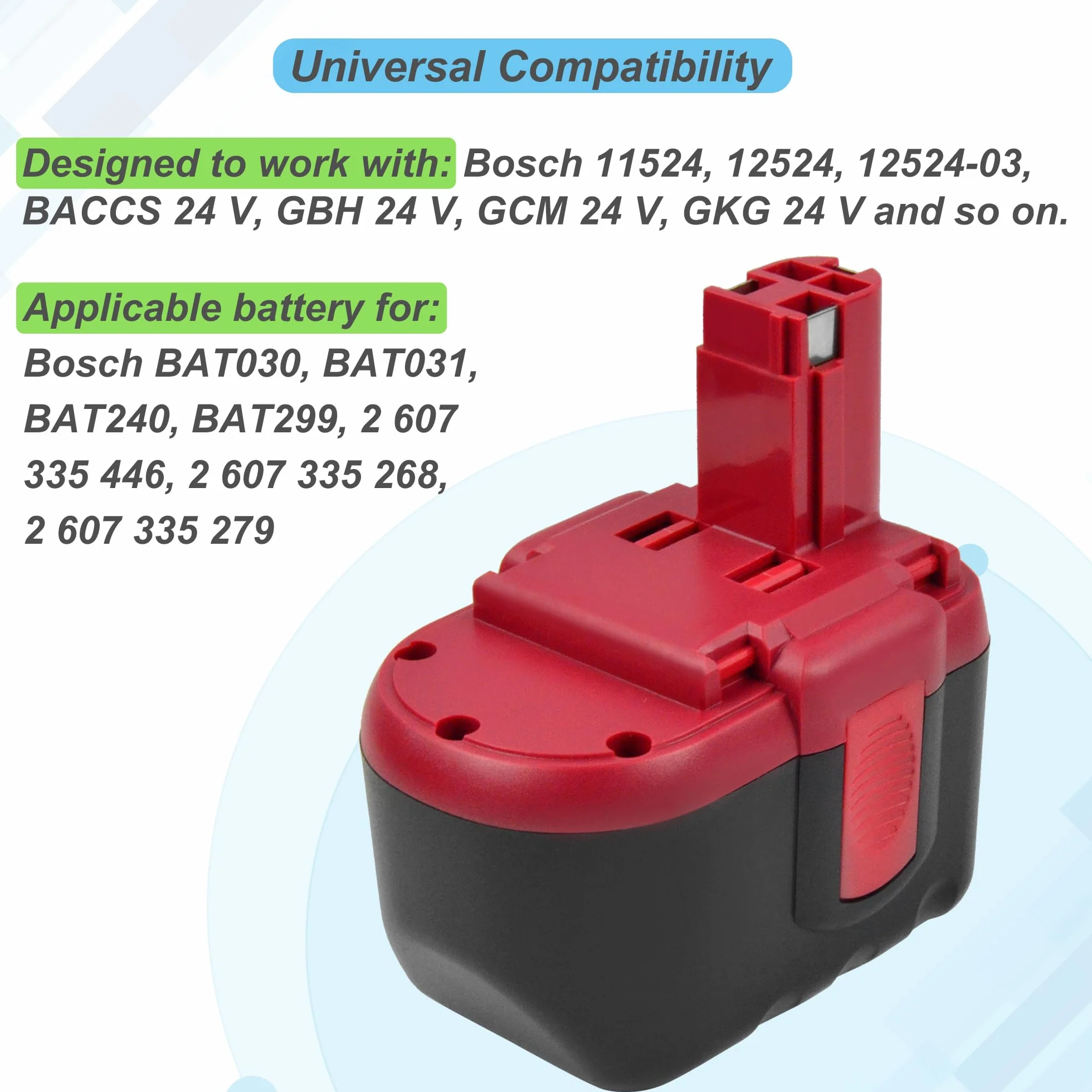 24 V 4000 mAh NI-MH akumulator zamienny do Bosch BAT030 BAT031 BAT240 BAT299 BTP1005 B-8230 BH-2424 11524 12524 GCM24V GML24V GSA24V 2607335446 2607322235280 2607335510 2607335538 2607335562