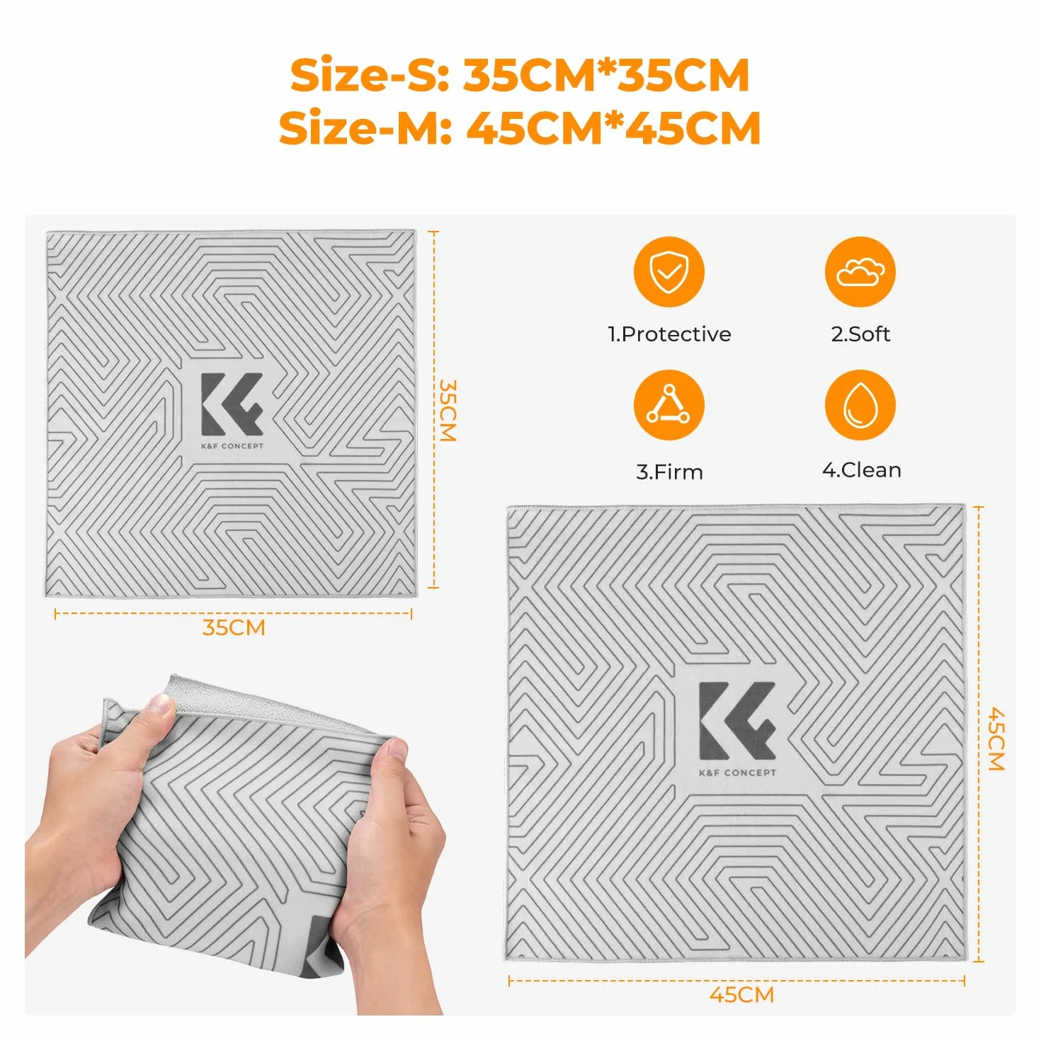 K&F CONCEPT Osłona ochronna na obiektyw 45 x 45 cm szara 2 szt.