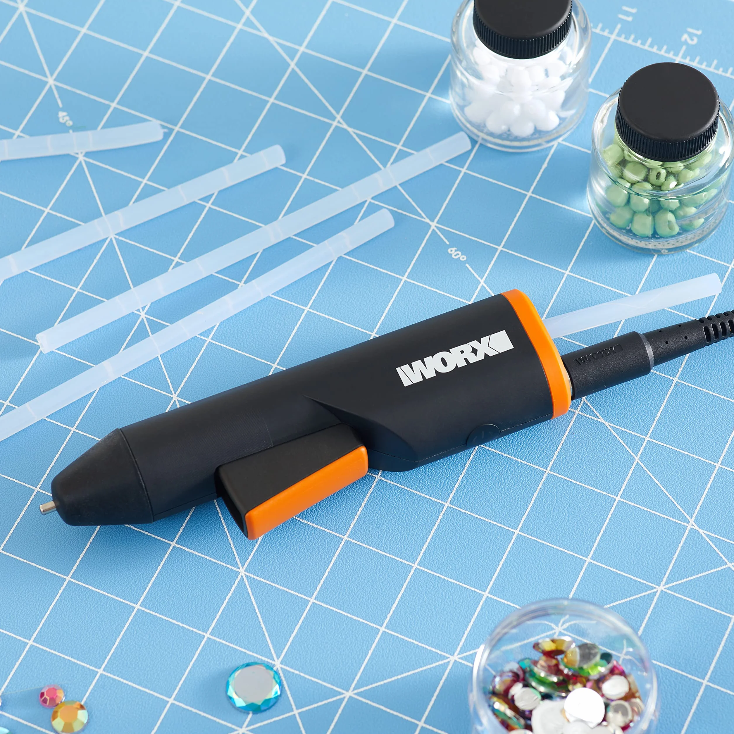 Worx Makerx 18V (20 V Max) Hot Glue Gun Wx746.9, Powershare, Fast Heating In 30S, Led Temperature Indicator, Portable And Lightweight, 10 Glue Sticks Included, No Battery And Charger