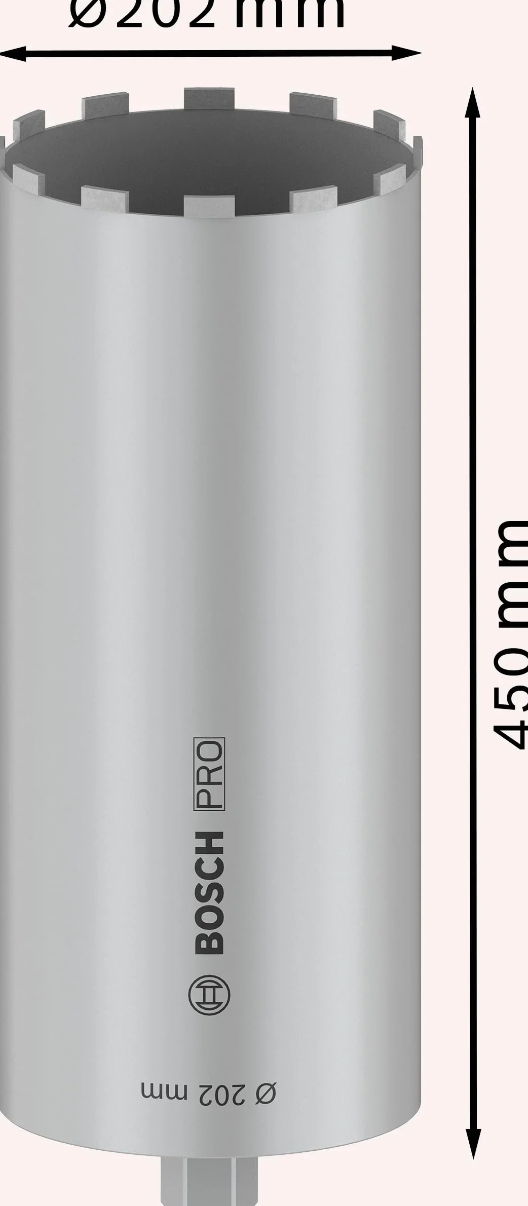 Bosch 1 x PRO Wiertło wiertnicze na mokro do wierteł diamentowych, 1 1/4" UNC (do betonu, żelbetonu, Ø 202 mm, profesjonalne akcesoria do wierteł diamentowych)