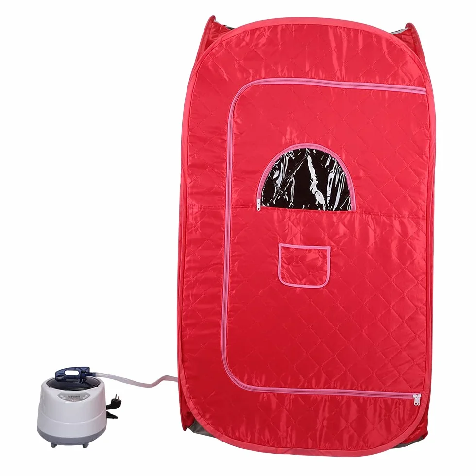 OHMG Sauna, przenośna sauna parowa, przenośna sauna domowa, składana sauna, sauna siedząca, kabina sauna, domowa sauna z pilotem i składanymi krzesłami, 1000 W, dla 1-2 osób