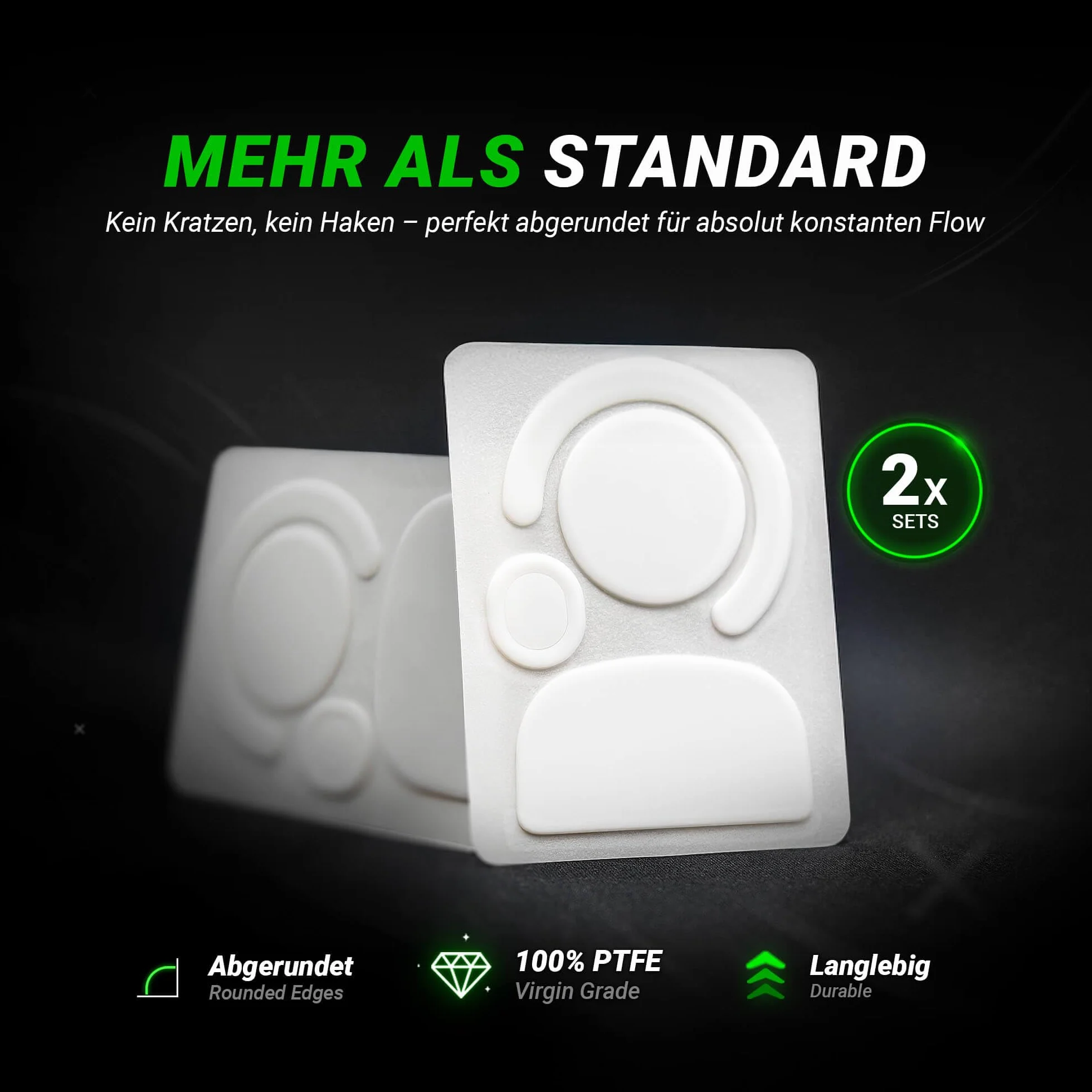 SensoryBoost DPS Glides (zestaw 2 szt.) kompatybilny z Logitech MX Master 3s, 3 – bardzo szybkie, zaokrąglone, trwałe – wymienne nóżki do myszy, PTFE, wrotki – mysz gamingowa