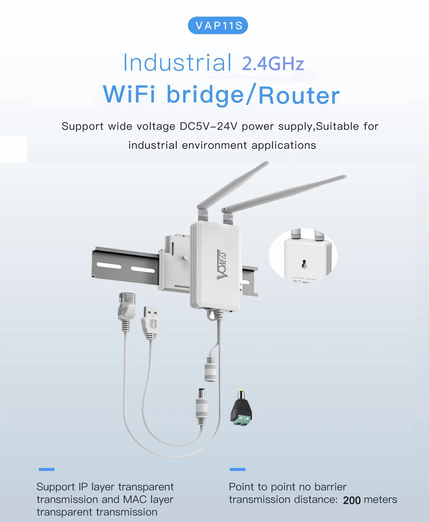 VONETS VAP11S 2,4 GHz Bezprzewodowy wzmacniacz WiFi Mostek Ethernet Mini Router
