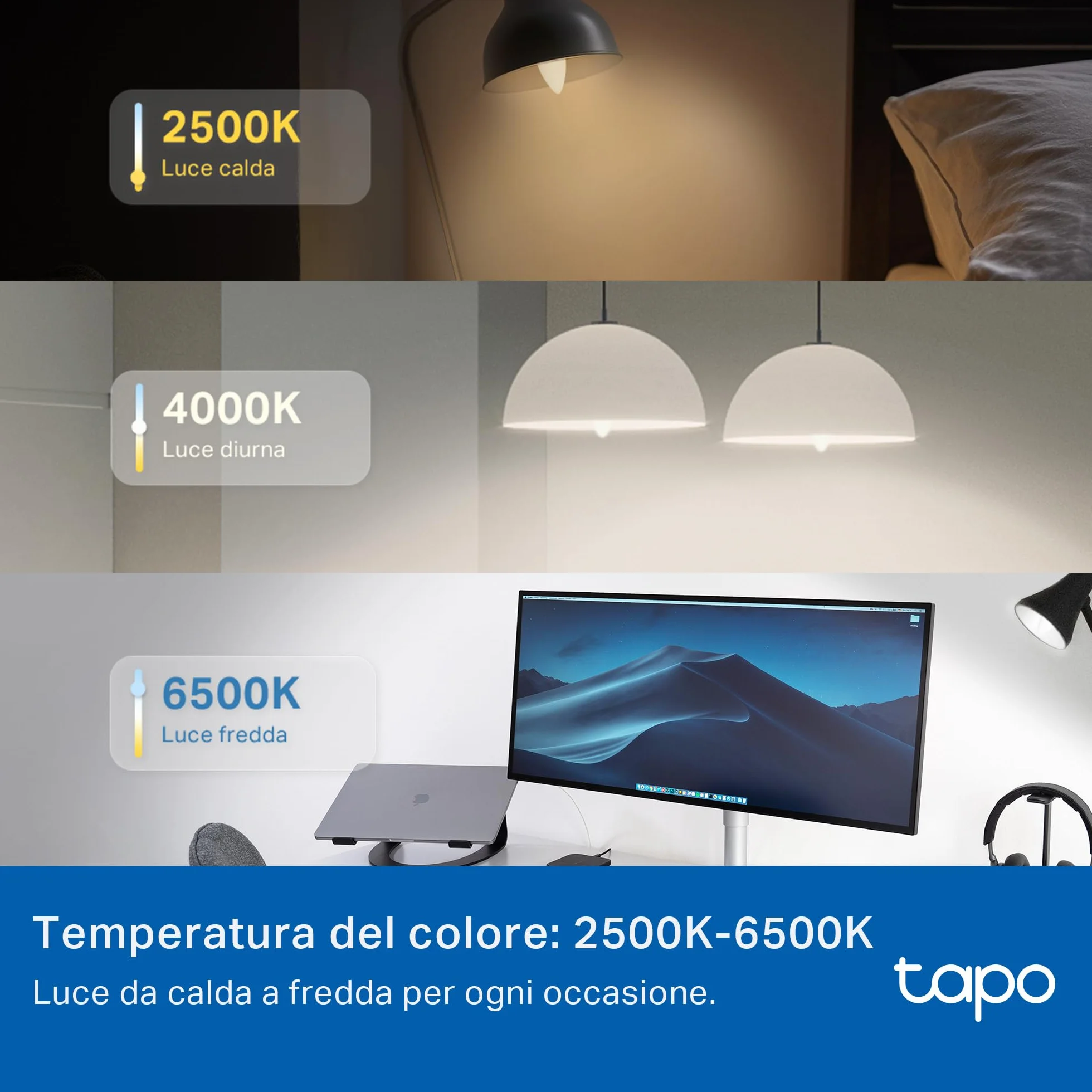 Tapo Żarówka Connected WiFi, wielokolorowa żarówka LED E14 2500K-6500K, możliwość ściemniania 40 W 470 lm, współpracuje z Alexa, sterowanie głosowe, oszczędność energii, L430C.