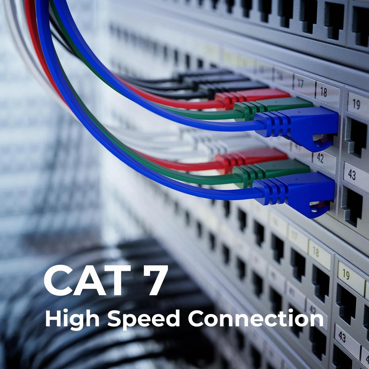 deleyCON 5x 0,5m Płaski CAT7 Kabel Sieciowy 10 Gbit/s Gigabit LAN RJ45 Ethernet Patchkabel