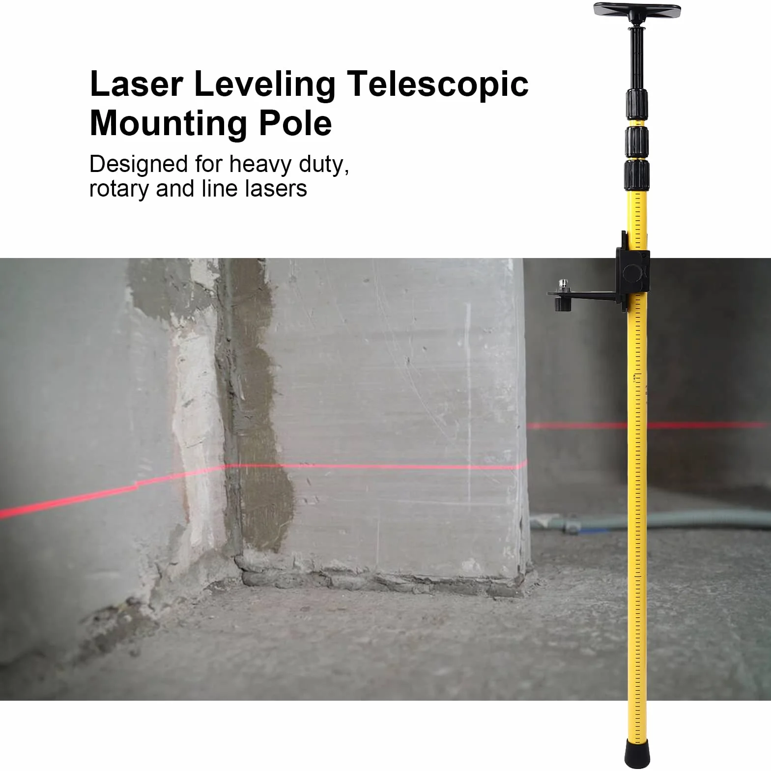 Teleskopowy Poziomu Lasera, od 44,1 do 110,2 Cala Regulowany Montażowy Poziomu Lasera Wspornikowy do Montażu Lasera ze Stopu Aluminium z Gwintami 5/8 Cala i 1/4 Cala Śruby Montażowe do
