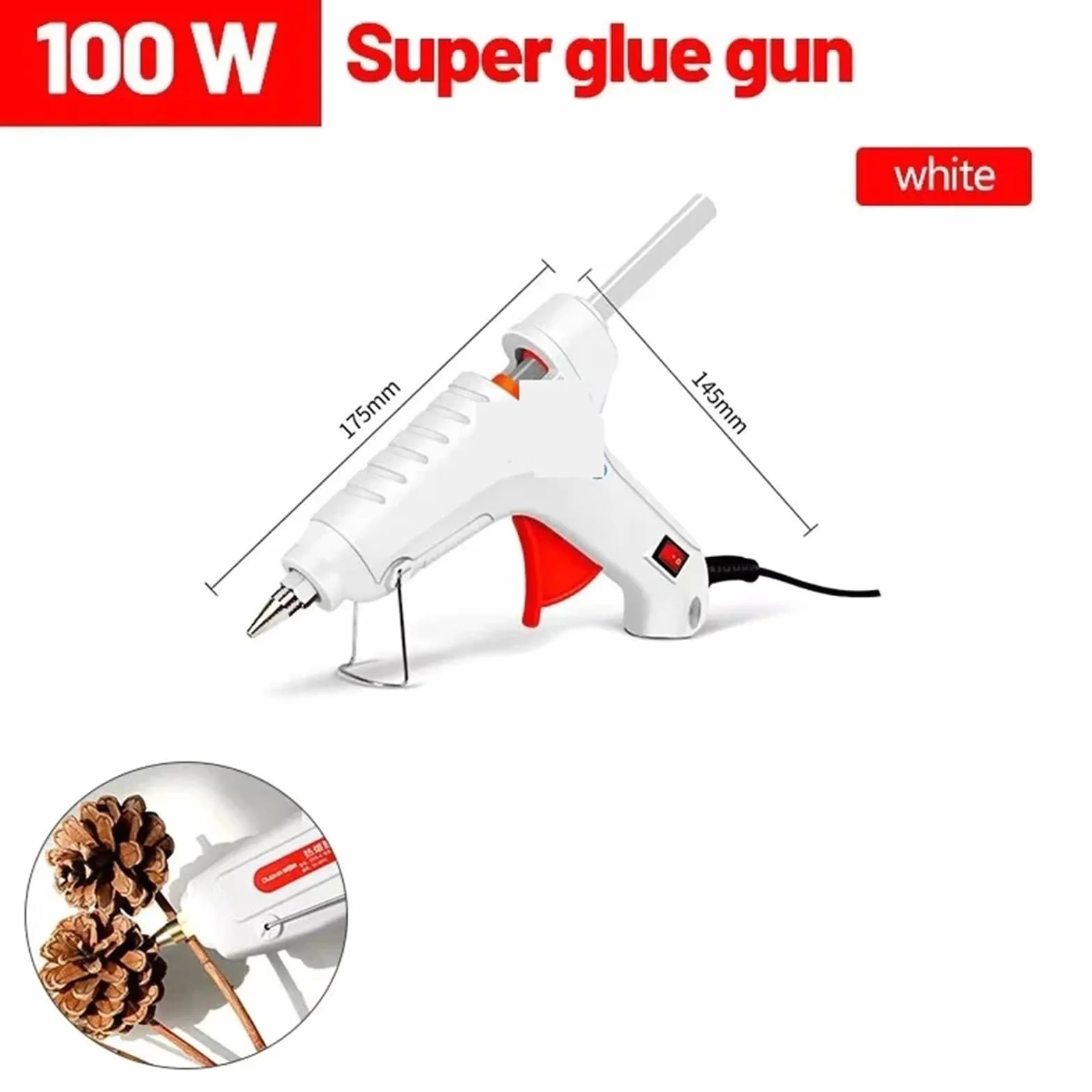Pistolet do klejenia na gorąco, 100 W Hot Mett Gulue Pistolet DIY Mini Household Pistolety Przemysłowe Użyj 11 Mm Patyków Dwa Style