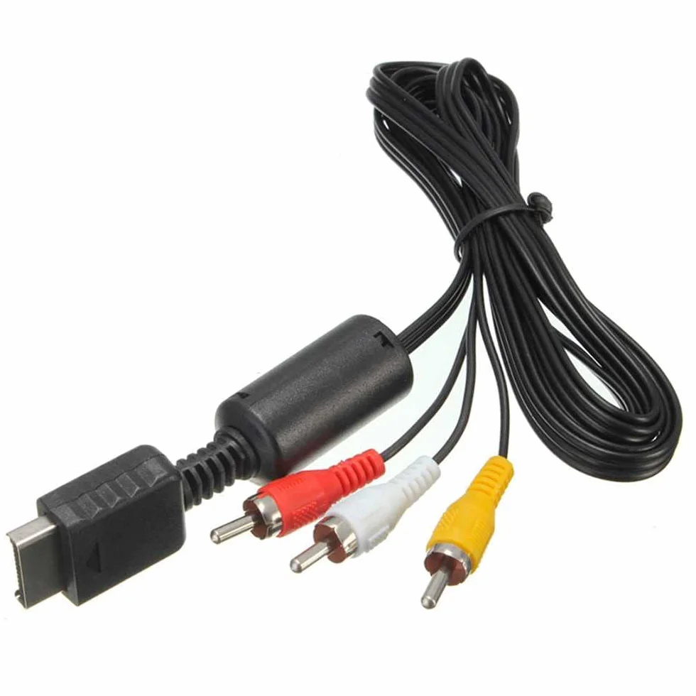 Kabel zamienny AV TV audio video composite 3 RCA 1,8 m czarny do PS1 PSX PS2 PS3