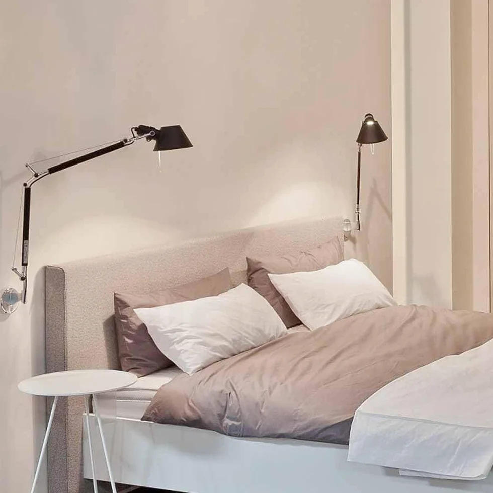 Lampy ścienne, Długie kinkiety ścienne z wysięgnikiem obrotowym, Żelazna lampa robocza, Składane oświetlenie ścienne, Srebrne oprawy ścienne do nauki, Lampa ścienna