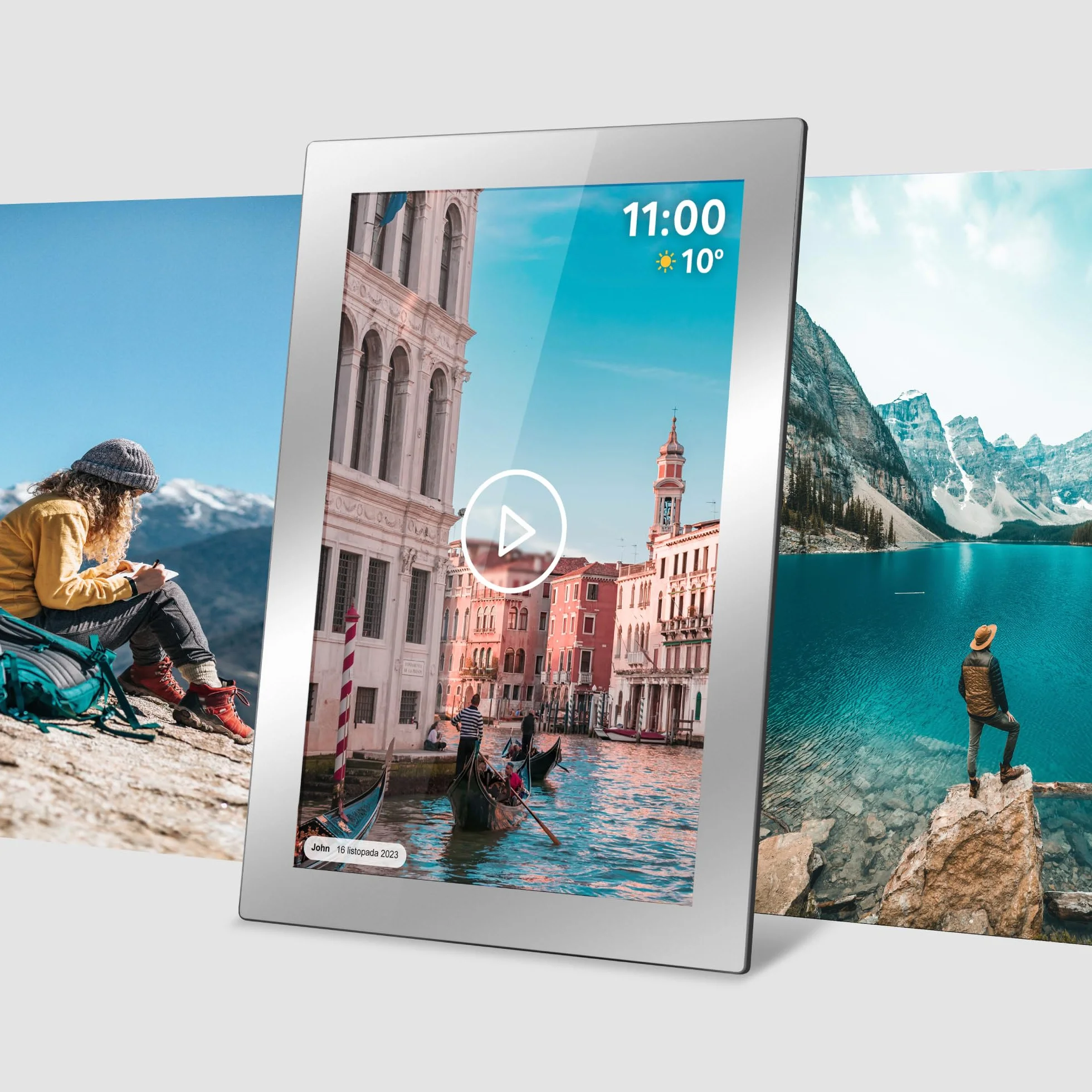 Krüger&Matz Cyfrowa Ramka na Zdjęcia FRAMEO 1280 x 800 px 10,1" Wi-Fi MicroSD Odtwarzanie Klipów Wideo Timer Pogoda Lustrzana Ramka KM1101