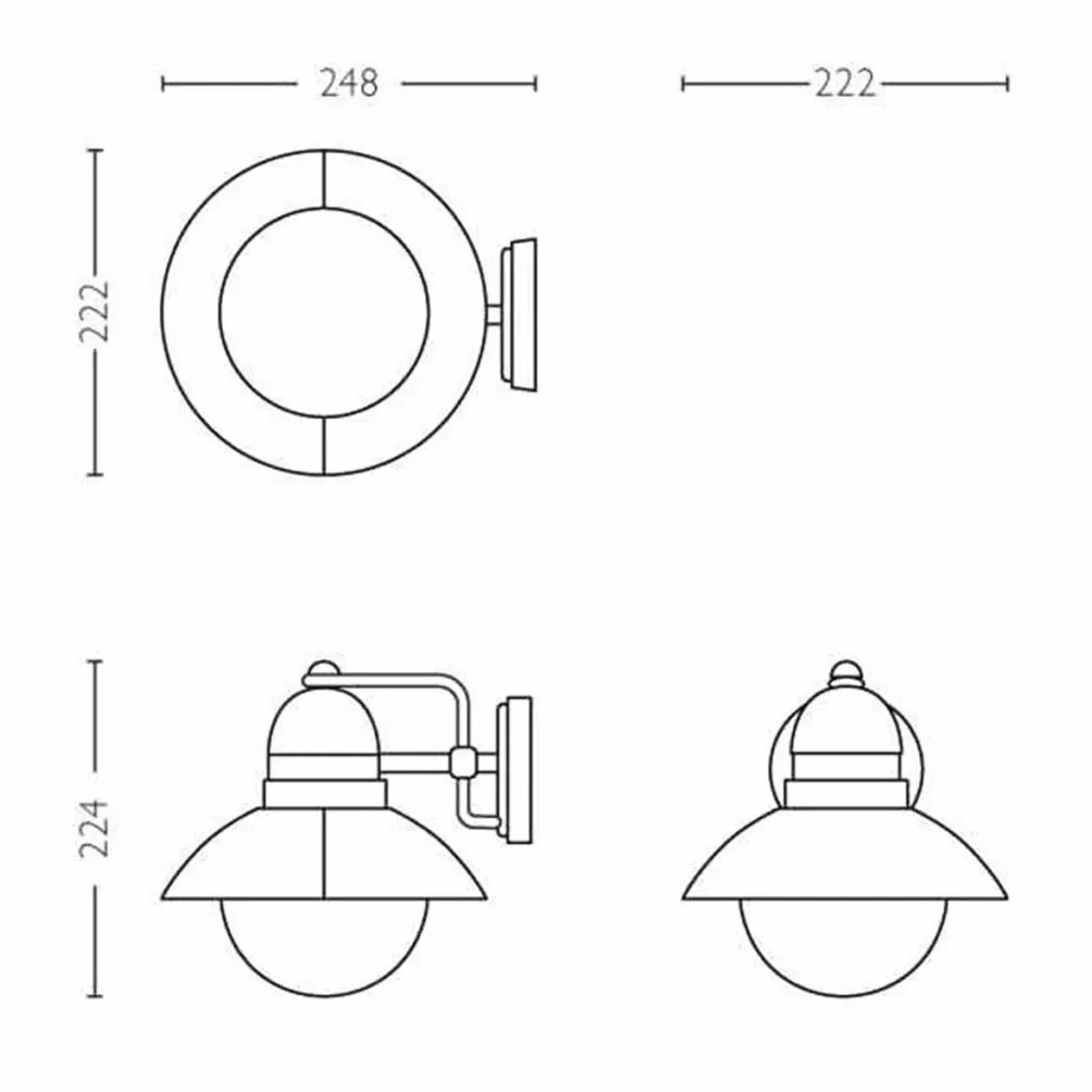 Philips Hoverfly Kinkiet Zewnętrzny, IP44, Odporny na Warunki Pogodowe, Trwały, Klasyczny Design, Aluminium, Czarny, Żarówka E27 Sprzedawana Osobno