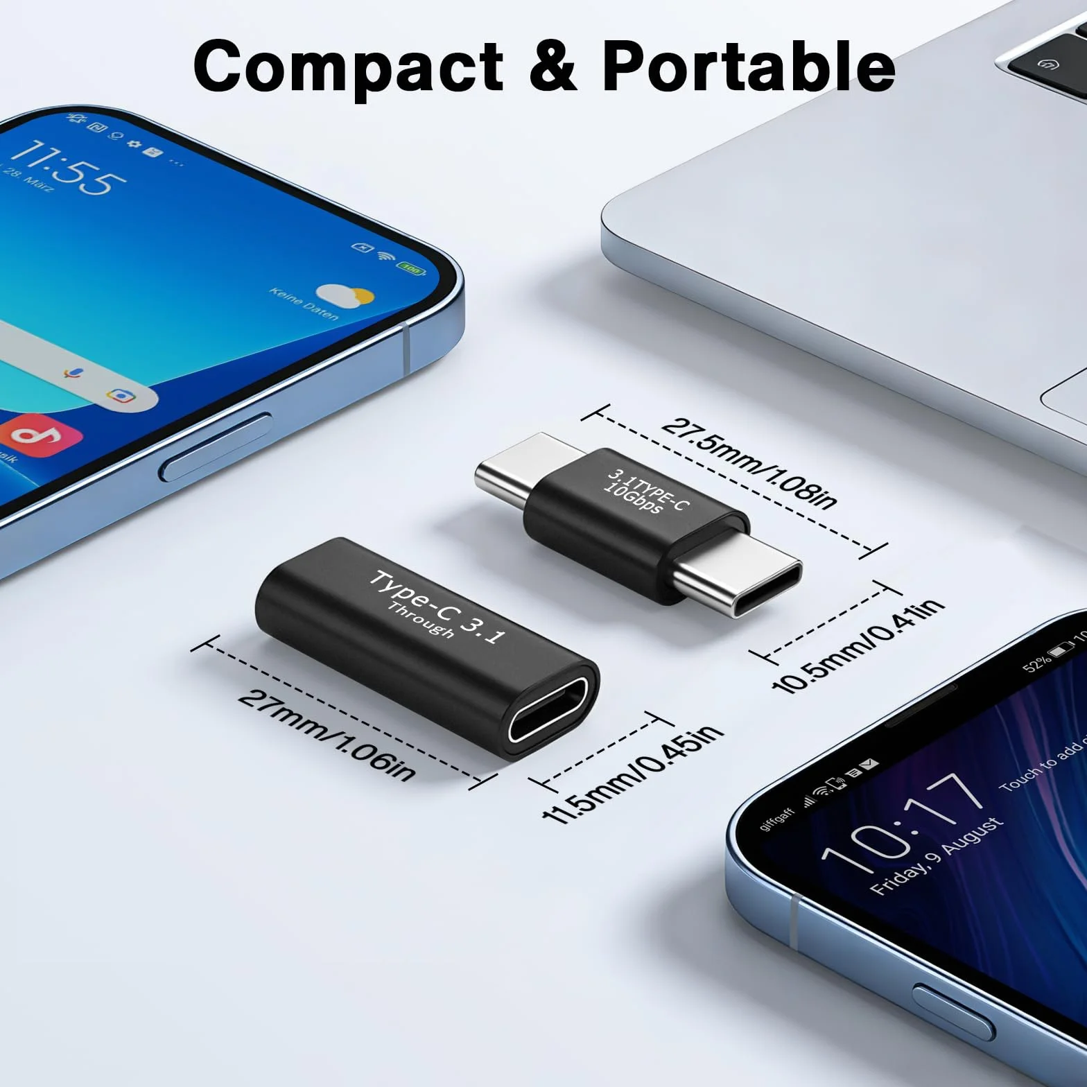 Adapter USB C 3.1 żeński na żeński, męski na męski do MacBooka Pro, tabletu, Samsung Galaxy