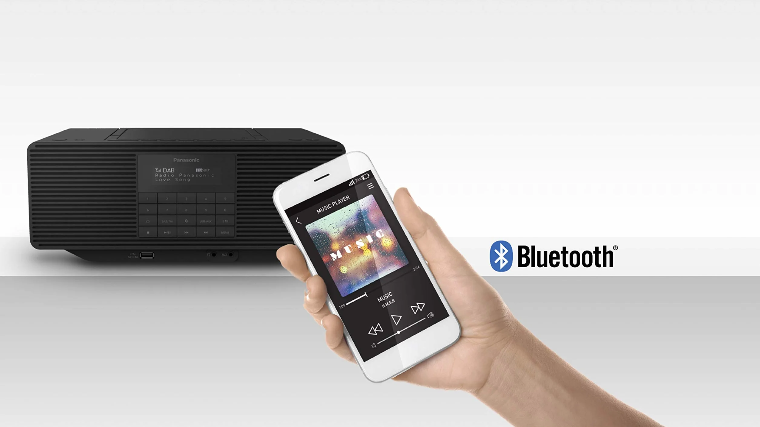Panasonic RX-D70BTEG-K Radiobudzik DAB+, Czarny, 50 Hz