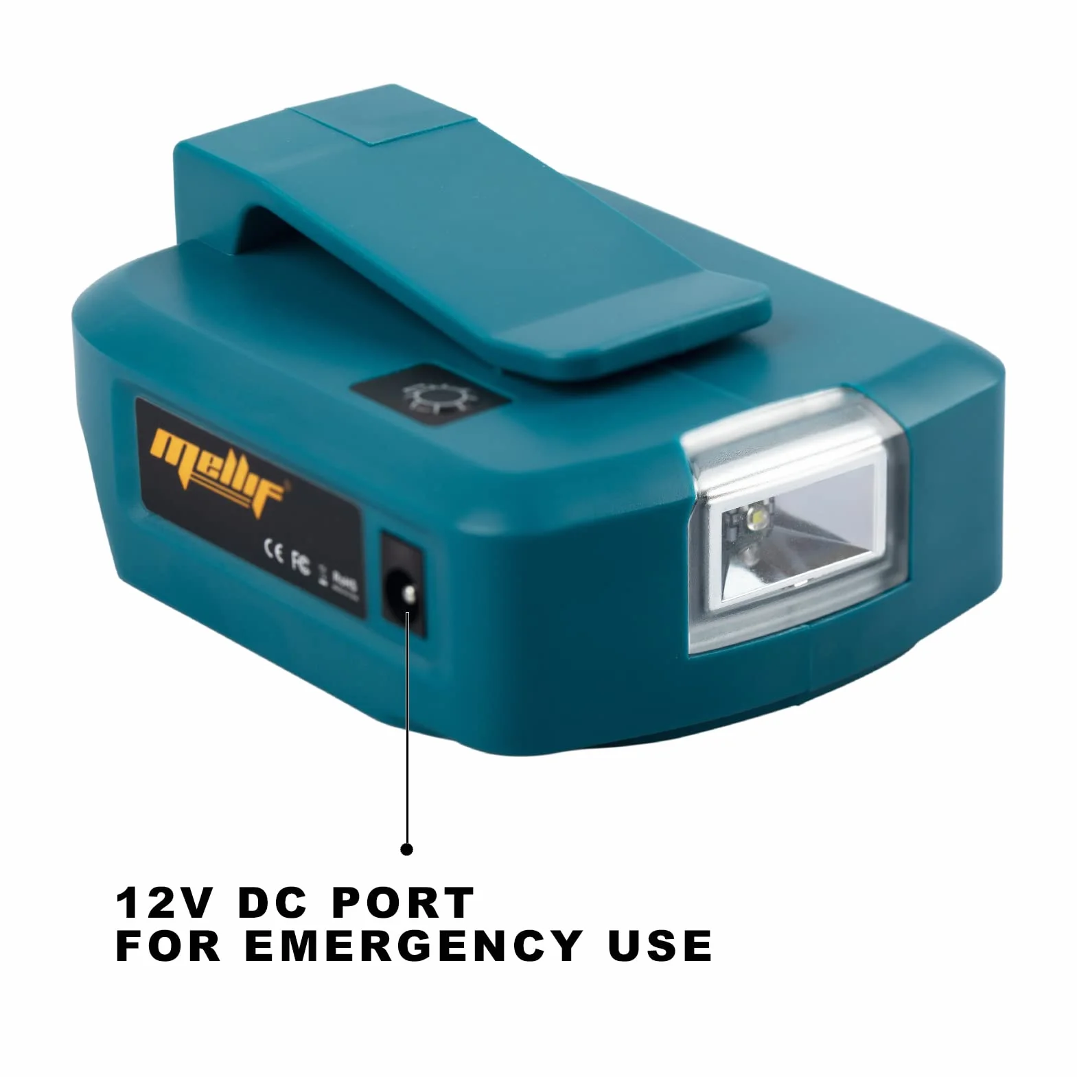 Mellif Akku USB Adapter für Makita 18V DEBADP05 mit LED-Arbeitslicht & DC 12V 2A Port & PD 18W USB C (Akku NICHT enthalten)
