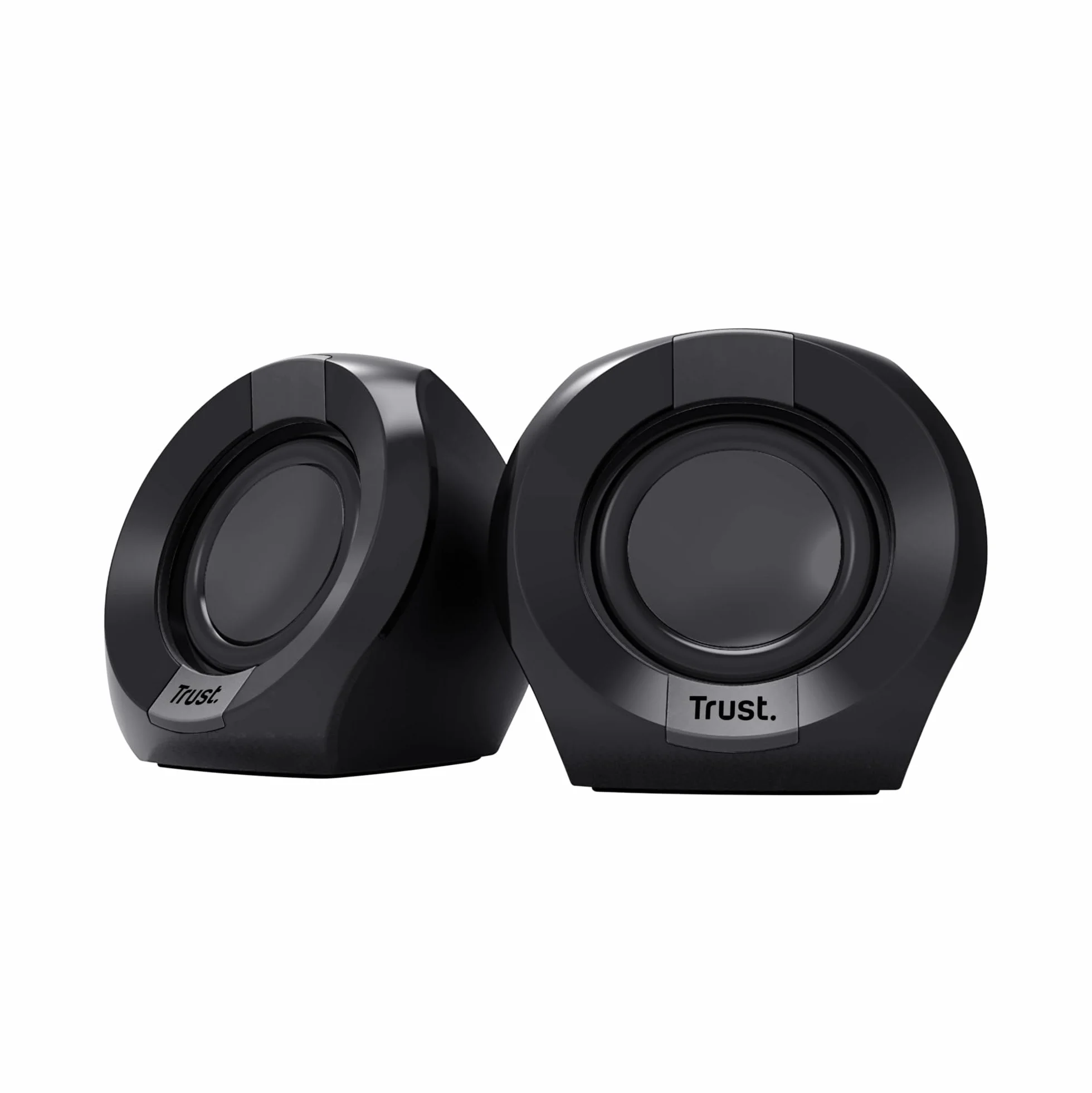 Trust Polo mały głośnik PC 2.0, 8 W (4 W RMS), kompaktowy zestaw głośników, zasilanie USB, zintegrowane sterowanie, AUX 3,5 mm, PC Box, komputer laptop – czarny