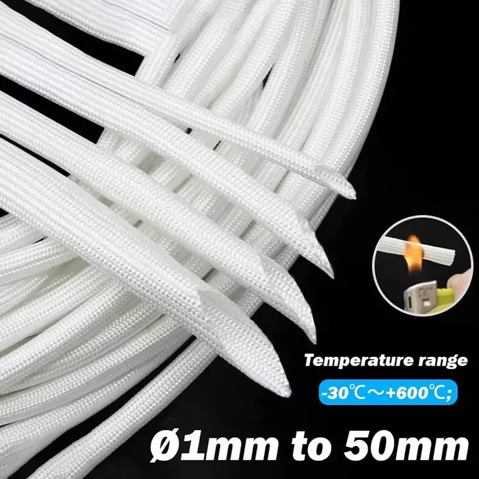 Rękaw kablowy, 5M, rozciągliwa osłona wiązki kablowej, wysoka temperatura 600°C, pokryta silikonem(20mm)