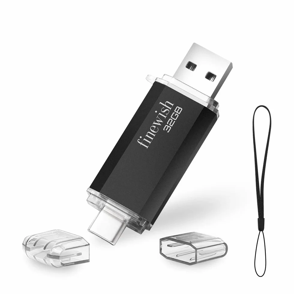 HAODIUSB88 USB Typu C 32 GB 2 w 1 OTG Pamięć Przenośna Czarny