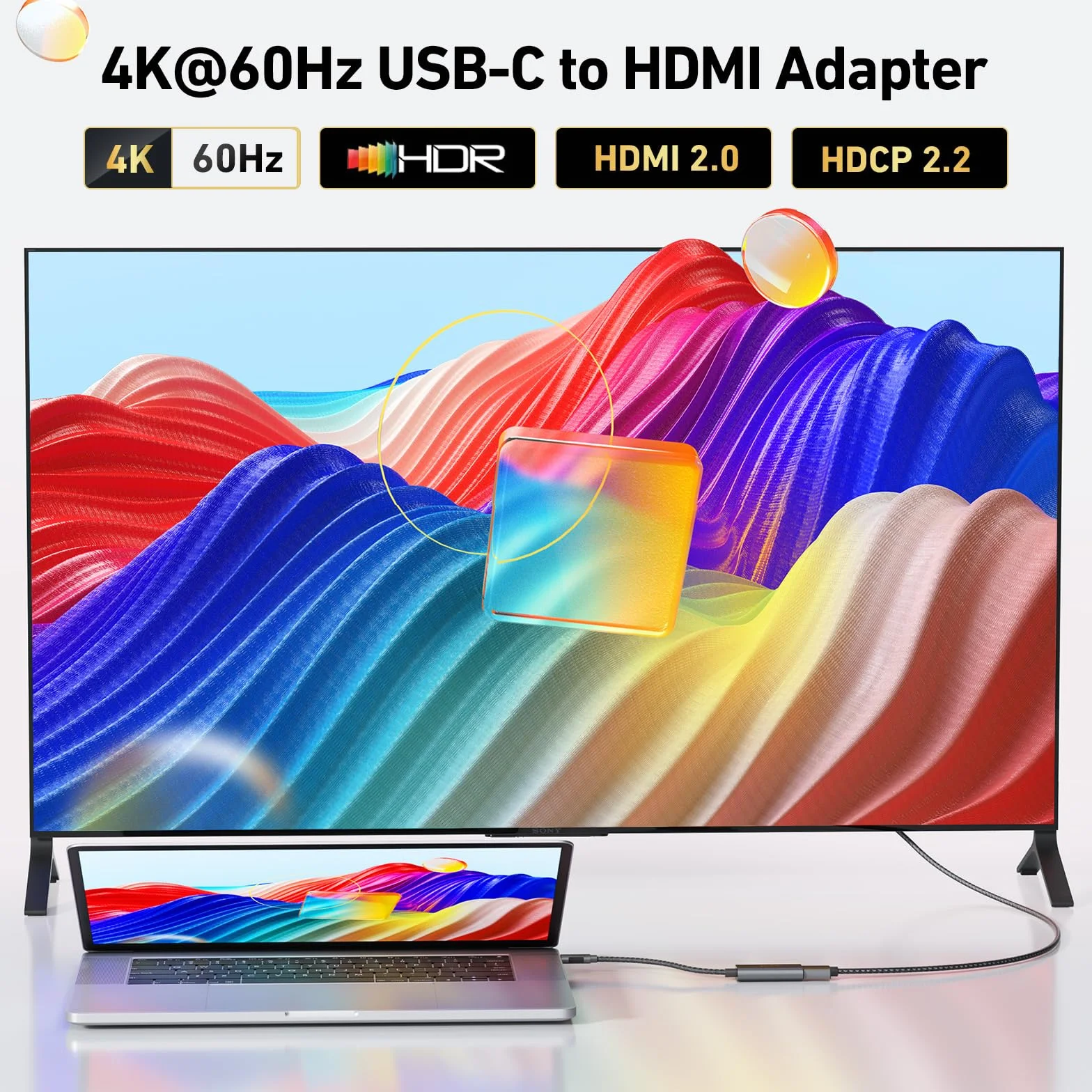 Adapter USB C do HDMI 4K@60Hz Thunderbolt 3-HDMI Szary