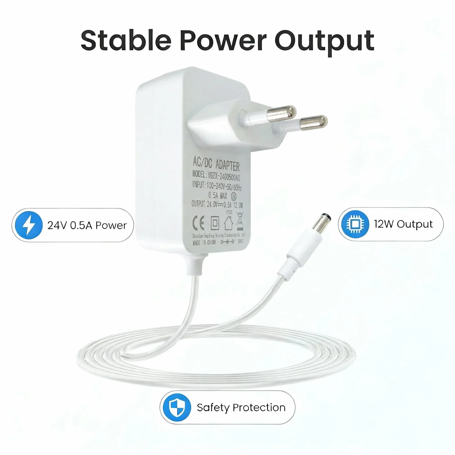 Adapter 24 V 0,5 A, ładowarka DC 5,5 x 2,1 mm, transformator 220 V 24 V