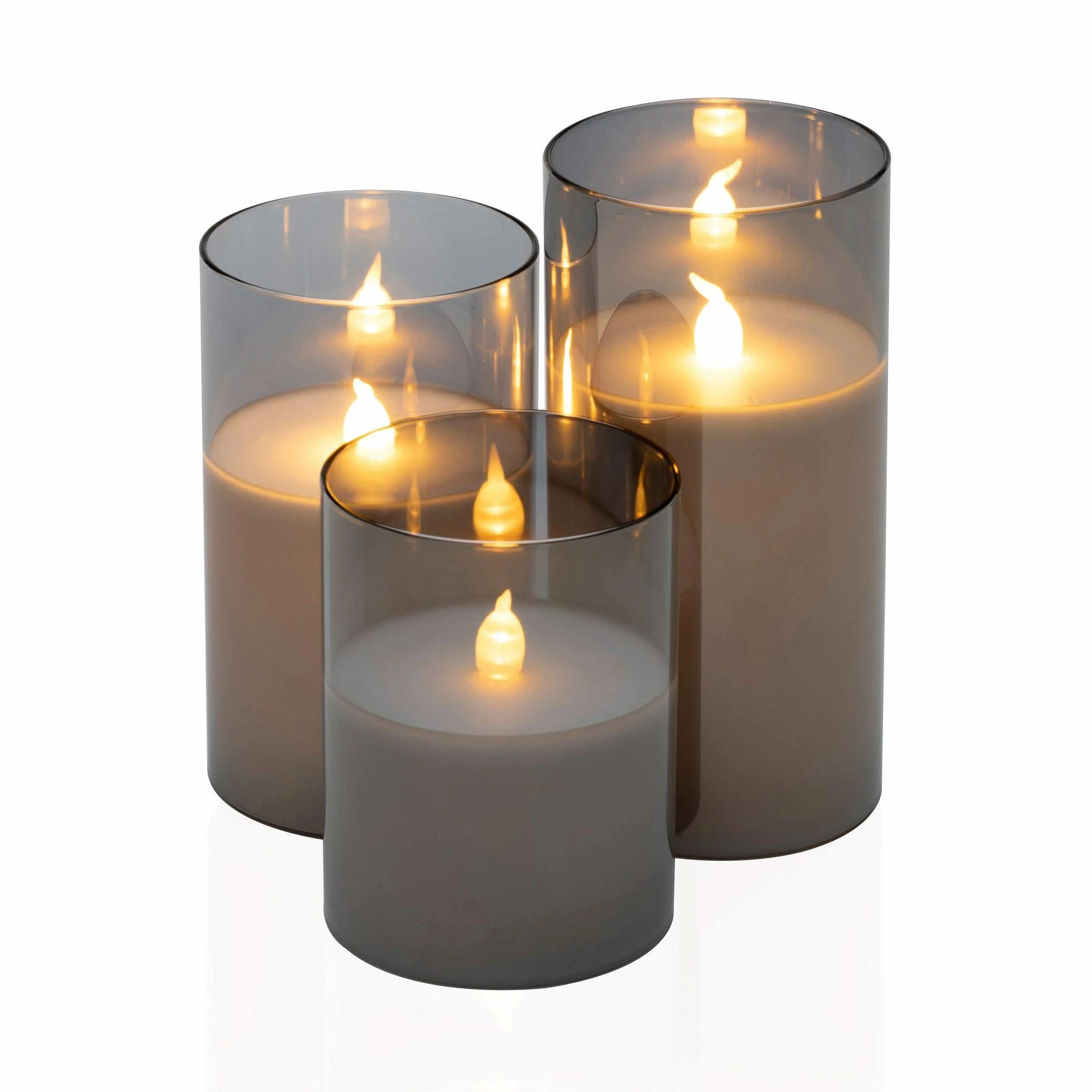 Pauleen 48026 Classy Smokey Candle 3-częściowy zestaw baterii szary/biały szkło/wosk