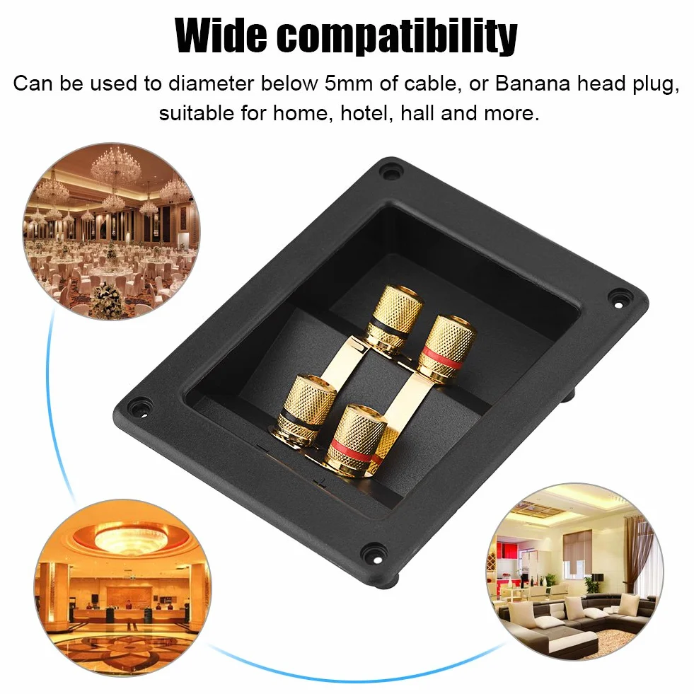 Głośnik Box Terminal Cup, 4 Miedziane Oprawy Post Subwoofer Box Głośnikowe Zaciski Głośnikowe dla DIY Home Car Stereo Speaker