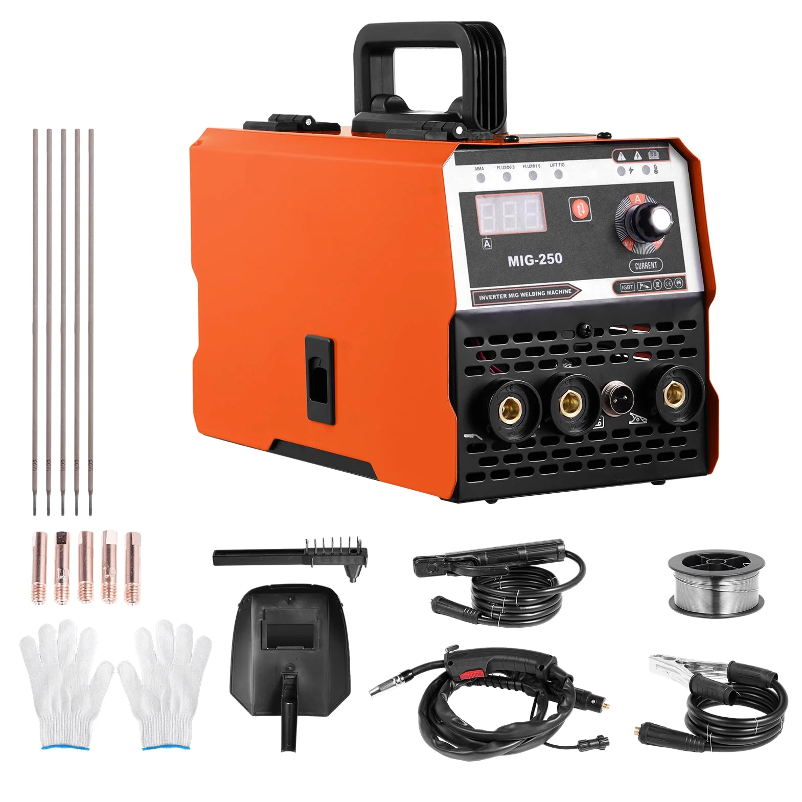 Spawarka spawalnicza 3 w 1, spawarka MIG z ARC/Flux MIG/MMA Lift WIG, spawanie drutu 0,8 mm i 1 mm, z synergicznym posuwem drutu, inwerterowa spawarka IGBT wskaźnik LED