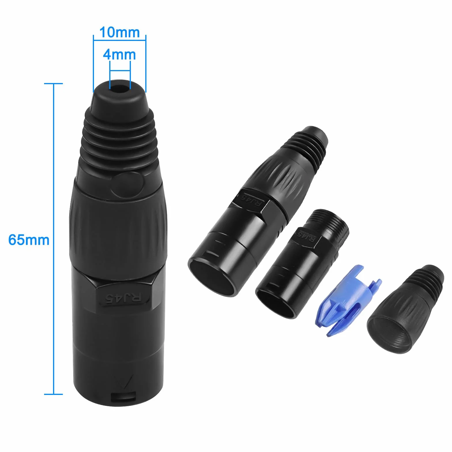 XMSJSIY RJ45 Ethercon wtyczka pokrywa metalowa Ethernet kabel ochrona kabla Ethernet kabel wodoszczelna wtyczka panel mocowanie ekranowane odporne na kurz do kat. 5/6-4 szt