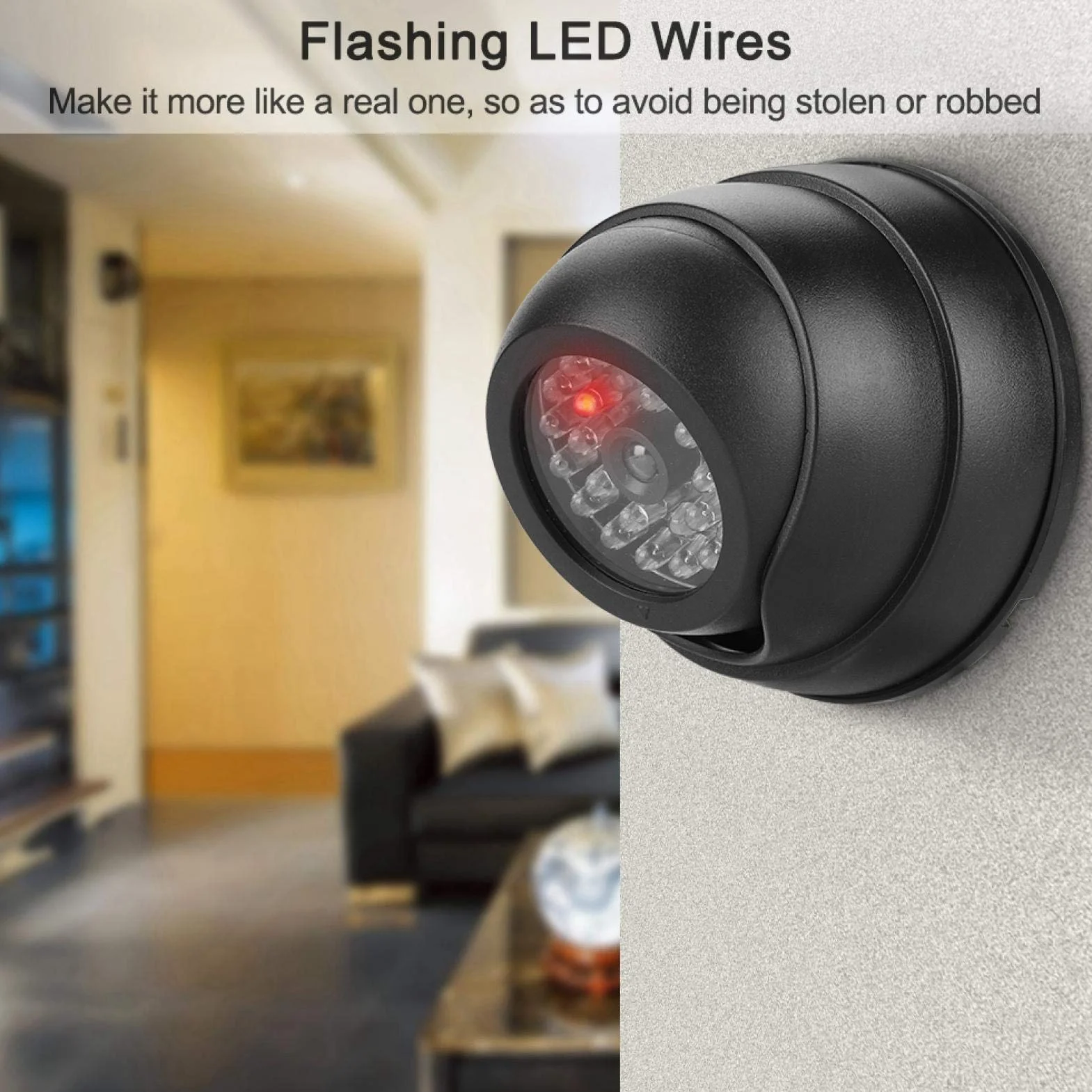 Dummy Camera Dummy Surveillance Camera Security, fałszywa kamera bezpieczeństwa z 30-częściowymi diodami LED IR, do domu, biura, miejsc wewnątrz i na zewnątrz
