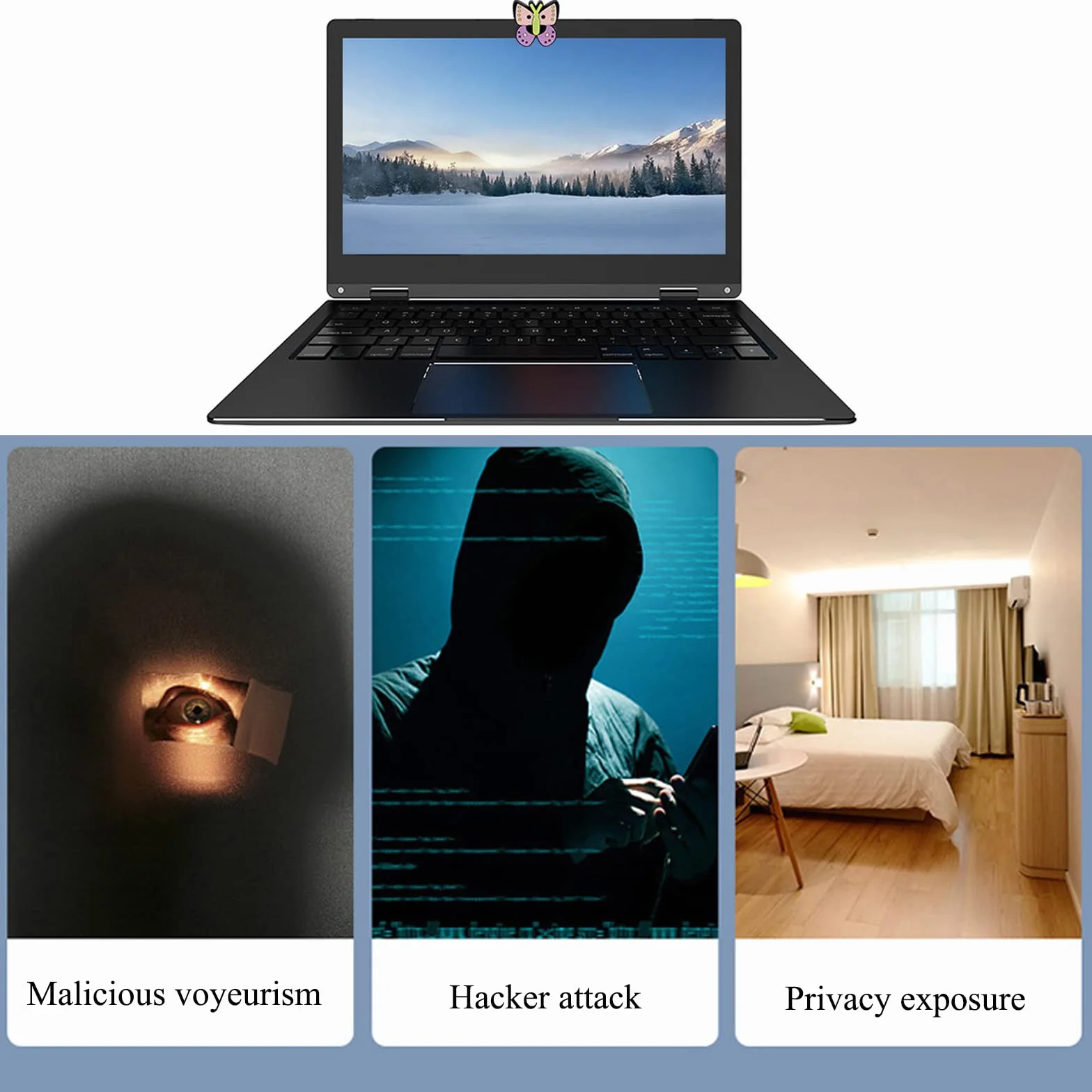Osłona kamery komputerowej motyl przesuwana ultracienka prywatności do laptopa
