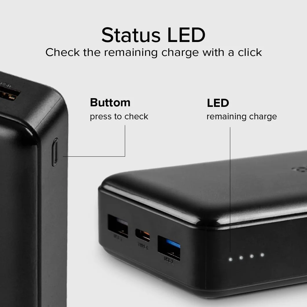 SBS PowerBank 20K SLIM 20000mAh Power Bank Szybkie Ładowanie USB-C USB-A Czarny