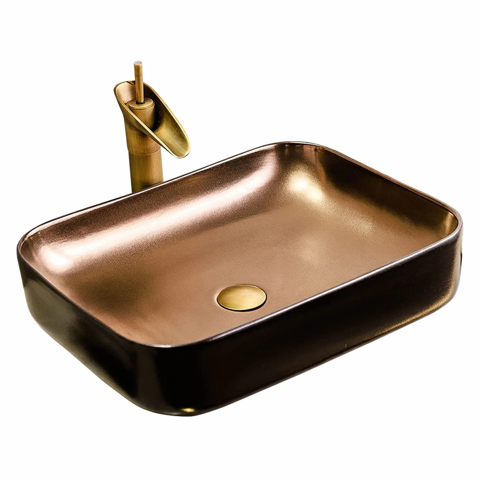 Umywalka Nablatowa Łazienkowa, Umywalka Nablatowa, Prostokątna, Pozłacana, Ceramiczna, Umywalka Nablatowa, Umywalka Do Mycia Naczyń, Umywalka Łazienkowa, Artystyczna, La