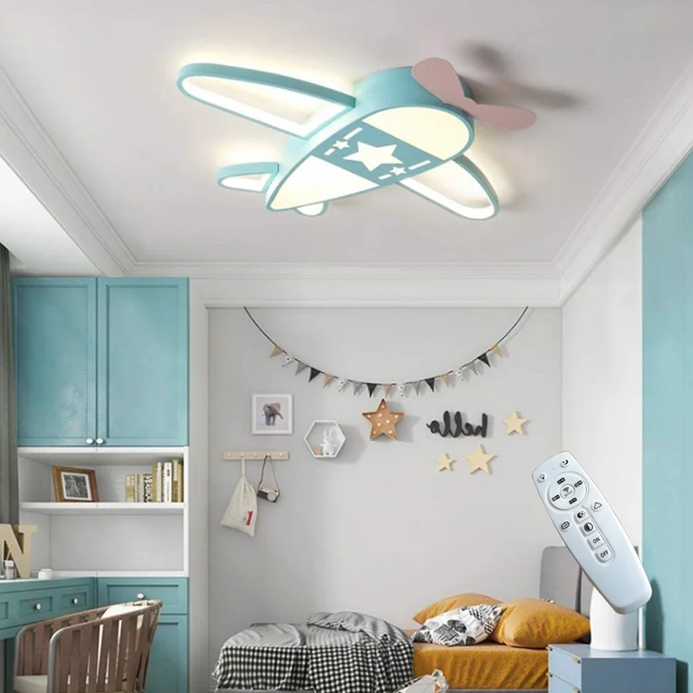 Lampa sufitowa LED do pokoju dziecięcego Klosz samolotu z kreskówkową grafiką Ściemnialna z pilotem Lampa sufitowa z akrylu do pokoju dziecięcego Sypialnia, salon Oświetlenie miętowo-zielone Żyrandol(