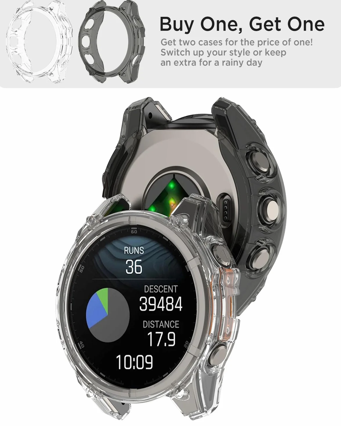 Przezroczyste etui do Fenix 8 47 mm AMOLED, miękkie TPU, odporne na zarysowania i wstrząsy
