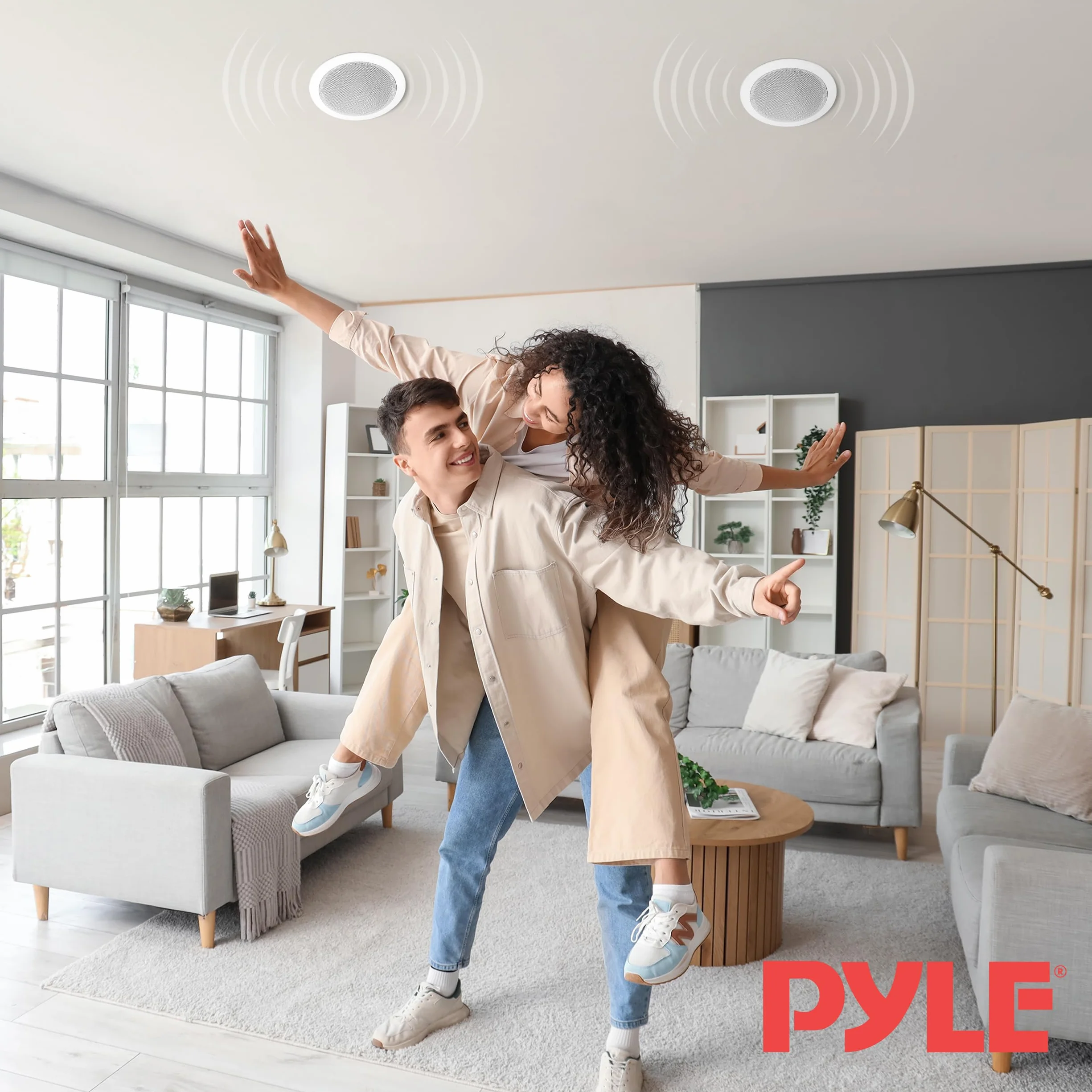 Pyle Pair 5.25” Flush Mount In-wall In-ceiling 2-Way Home Speaker System Spring Loaded Quick Connections Dual Polypropylene Cone Polymer Tweeter Stereo Sound 150 Watts (PDIC1651RD)